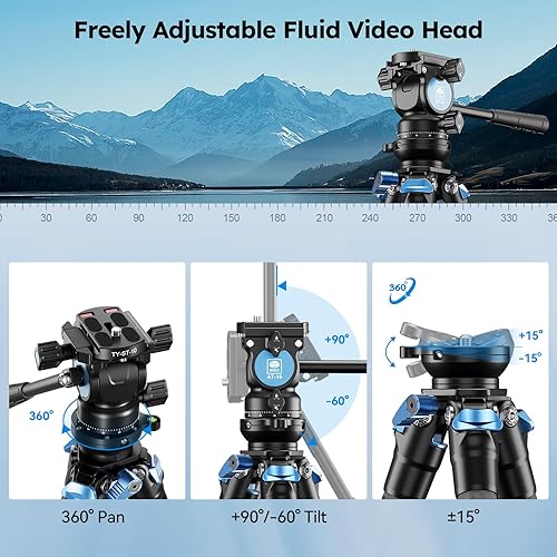 Miniatura 3 de SIRUI AM-223L - Kit de trípode de mesa de fibra de carbono, compacto y ligero con cabezal de video completo AT-10, carga máxima de 11.02 libras para