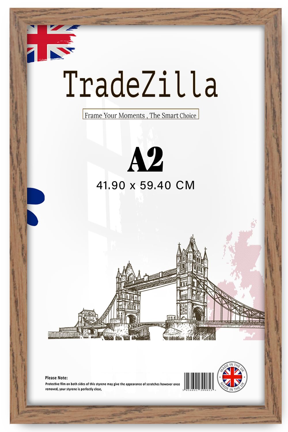 TradeZilla | Medium 23 Inch x 16 Inch Eton Wood Gift Frame Classic Dark Oak A2 (41.90 x 59.40 CM) Frame, Perfect for Art Display 1' 4" x 1' 11" [ Dark Oak ]