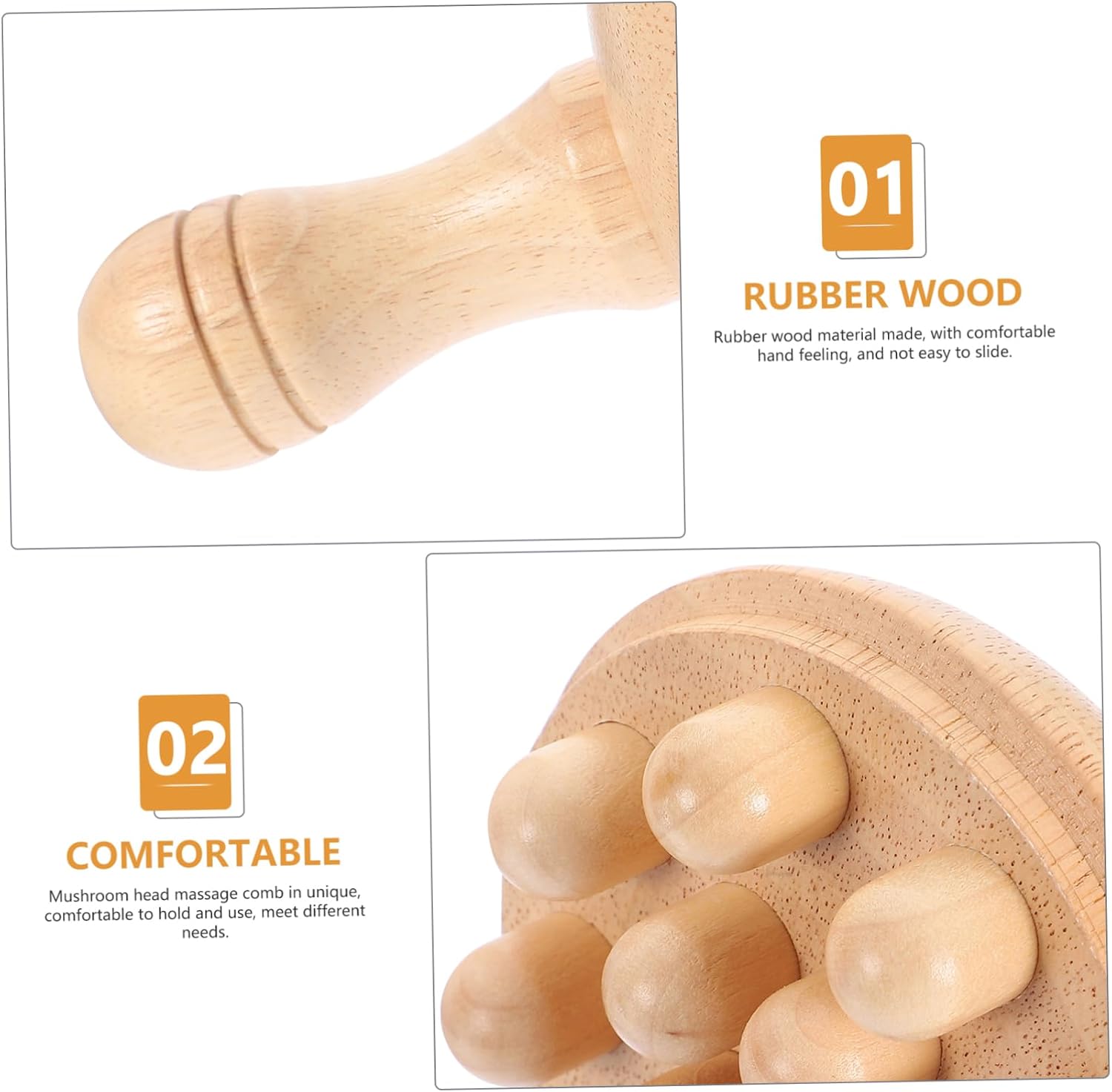 Massage Comb Gua Sha Tool for Scalp Neck Shoulders Multi-Functional Rubber Wood Massager with Mushroom Head Design for Acupoint Stimulation Blood Circulation Portable Massage Brush