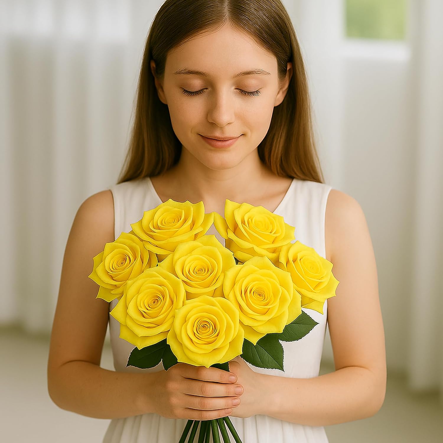 Yellow Roses Artificial Flowers 15 PCS, Fake Roses Silk Flowers with Long Stems, Faux Rose for Wedding Centerpieces, Home Decor, Indoor Floral Arrangements, Party Decor, DIY Bouquet (Yellow) - Image 8