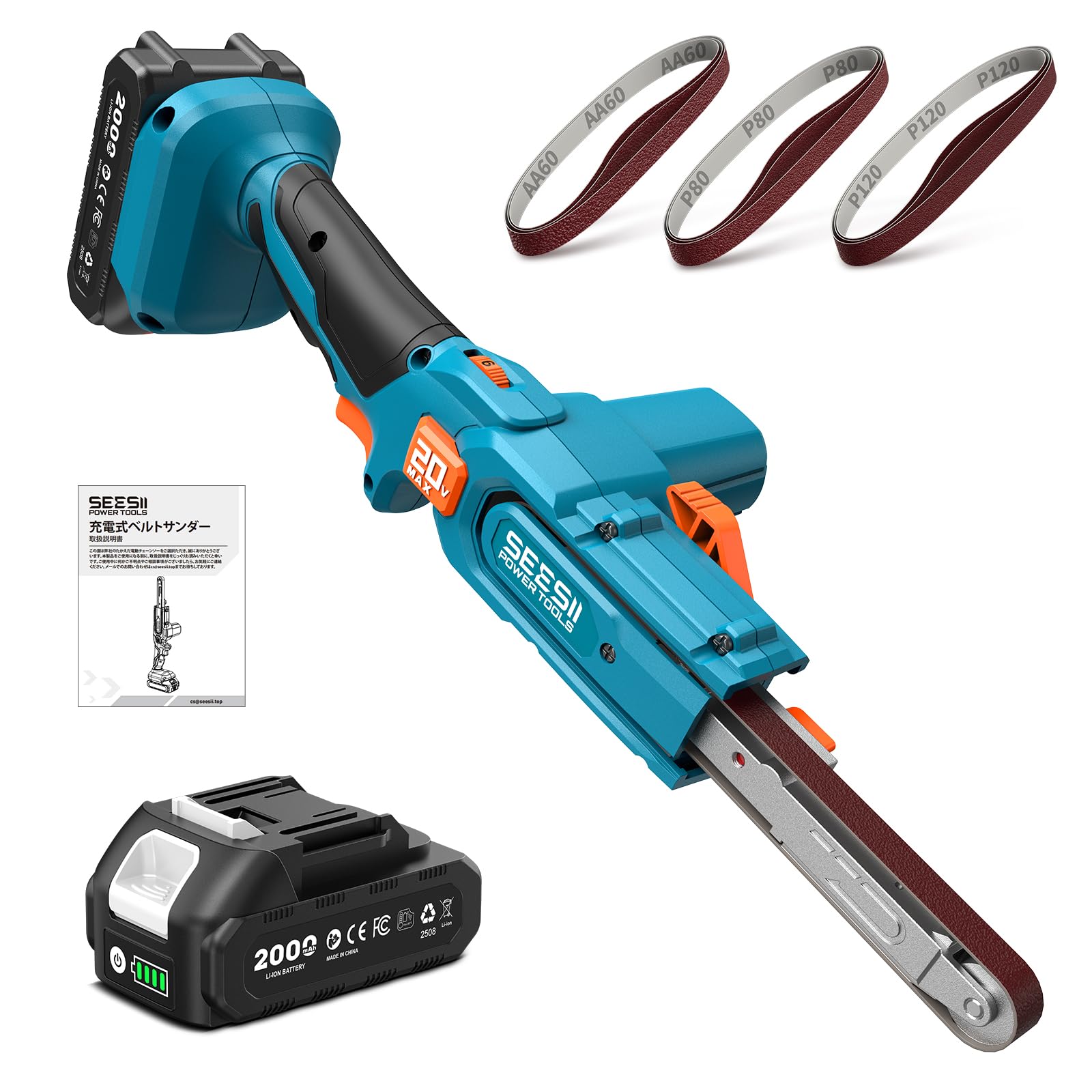 サンダー石山 Amazon | SEESII 電動サンダー 充電式サンダー ベルト 13mm 9枚研磨