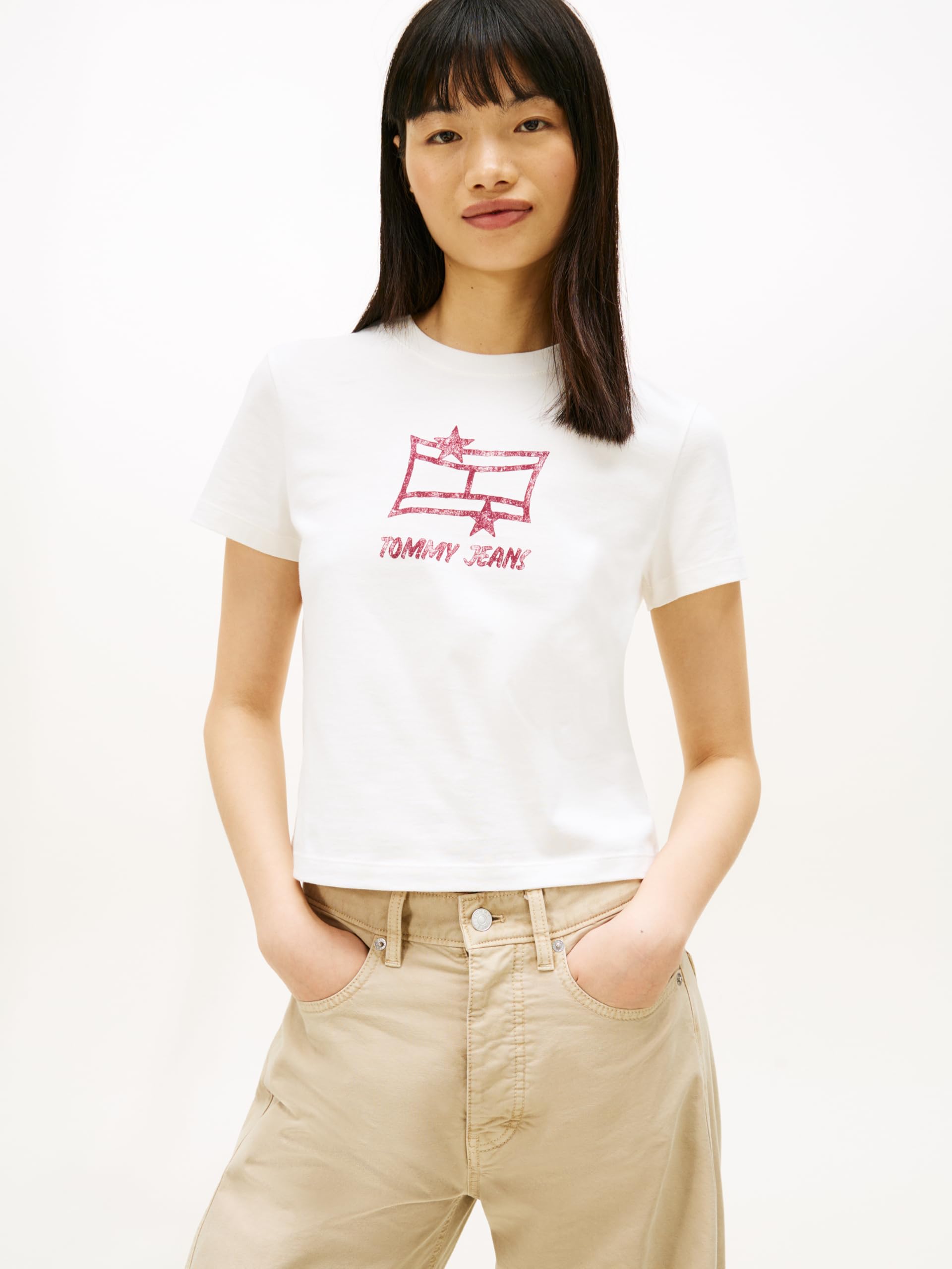 TJW REG SH TOMMY STAR SS TEE T-shirt Kadın