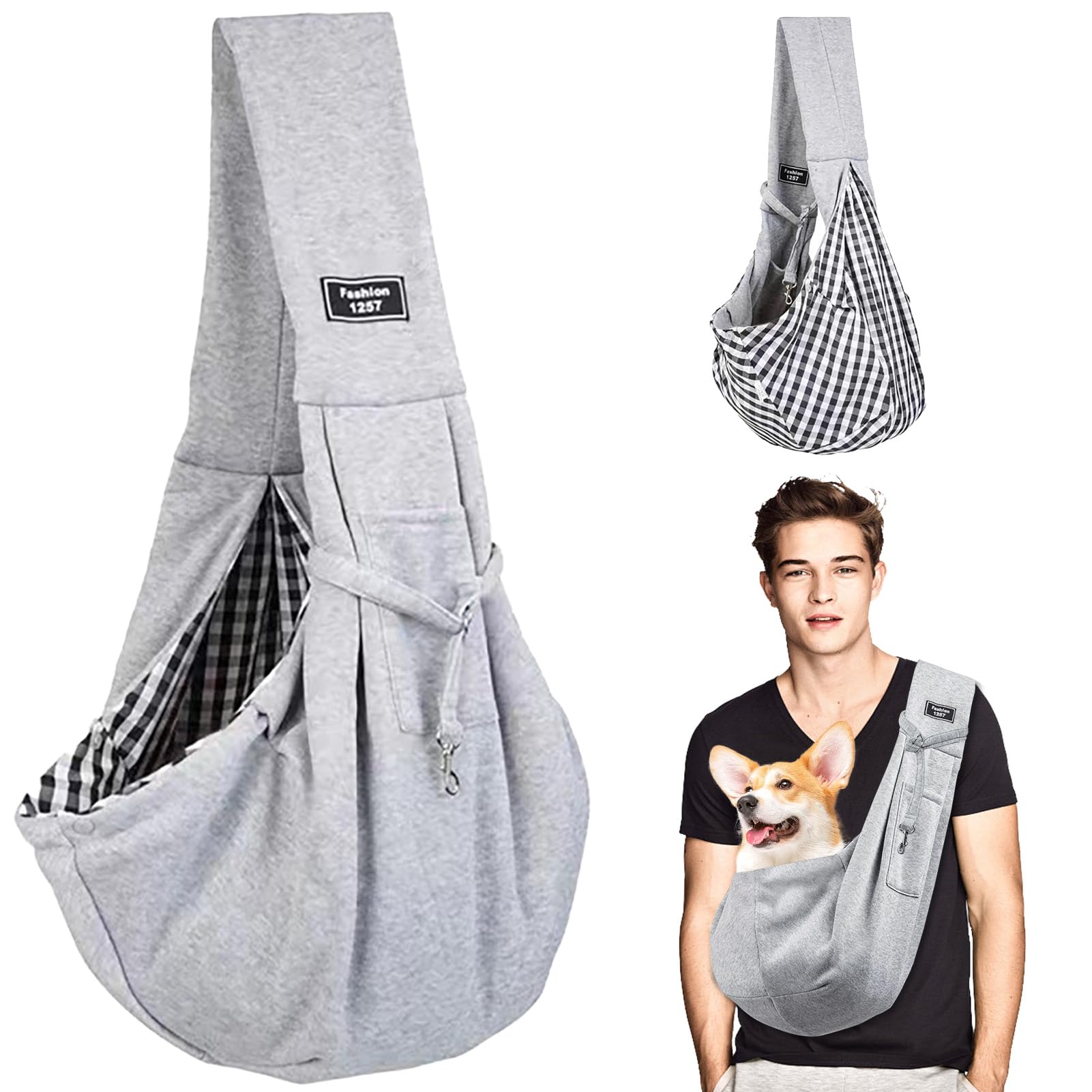 Bolsa de transporte para perros y otras mascotas de hasta 7,5 kg, bolso bandolera para perros, ajustable para pasear, actividades al aire libre y excursiones