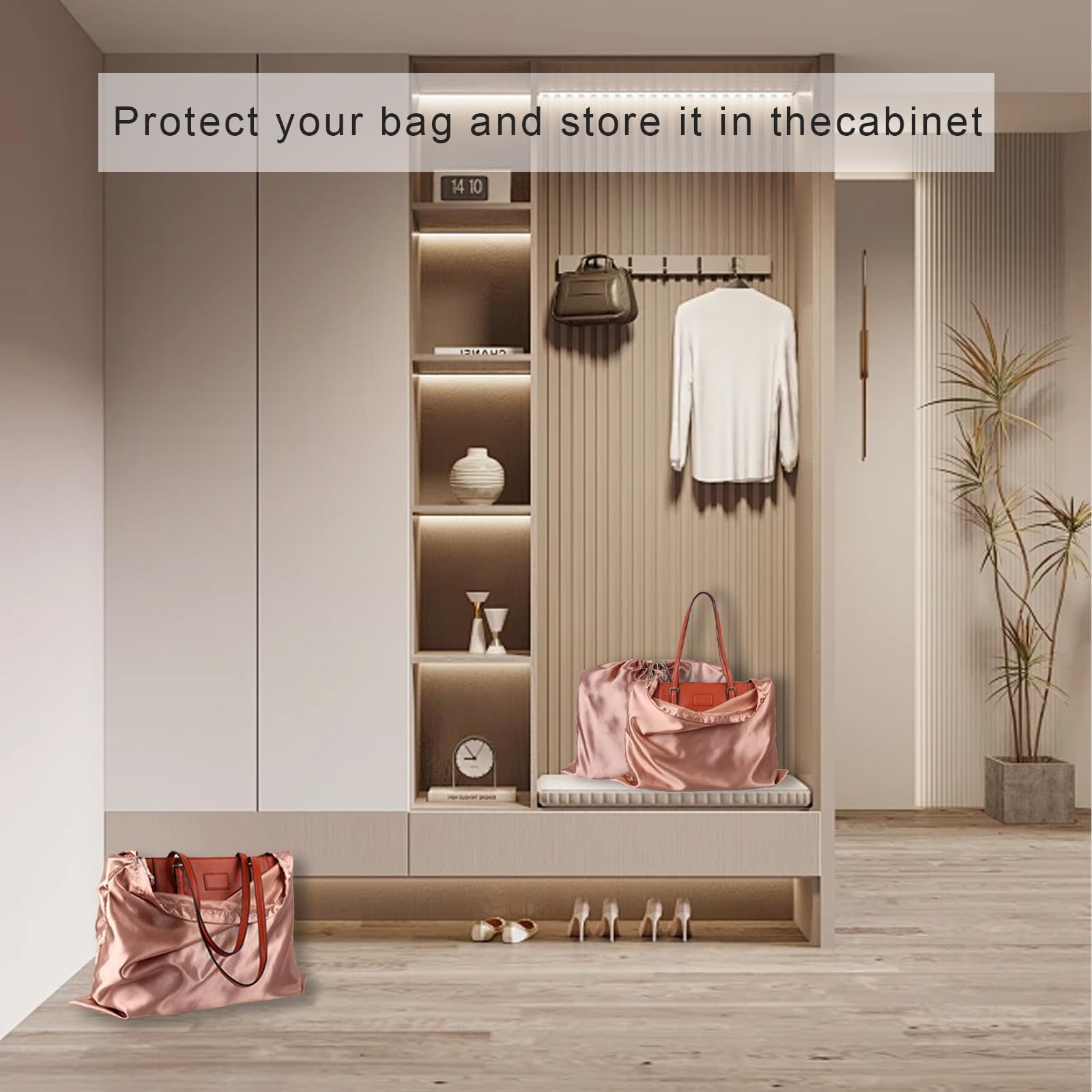 Lckaey handbags Dust Bags for Purse and shoes-travel or home storage-drawstring Purse dust bag organizer?5 Pack? Y1010brown-L