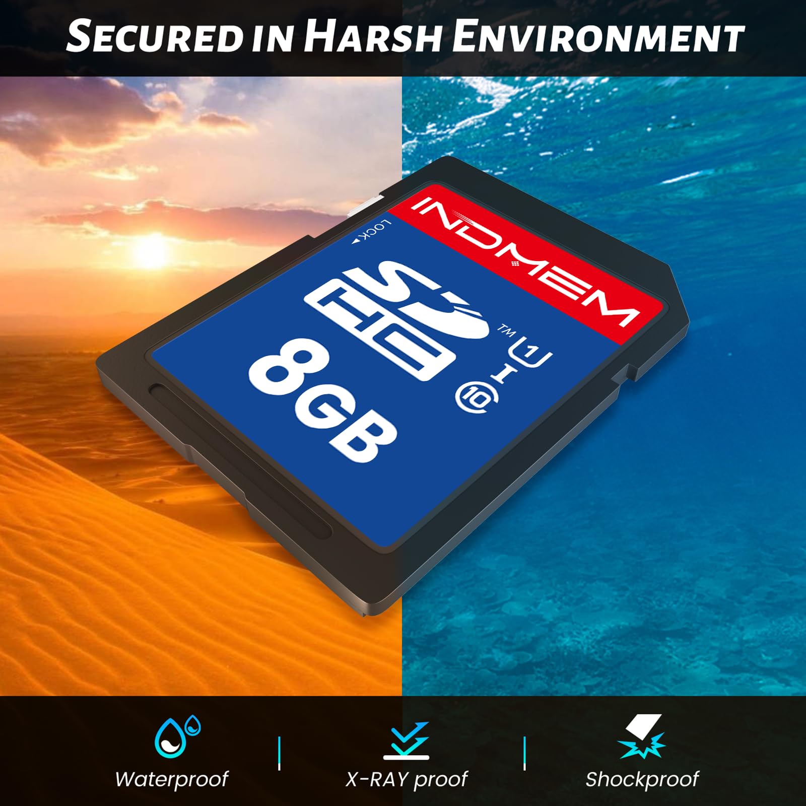 SD Card 8GB, SD Memory Card 8GB UHS-I SDHC U1 Class 10, High Speed Card for Digital Camera, Computer, Trail Camera 2 Packs — view 2