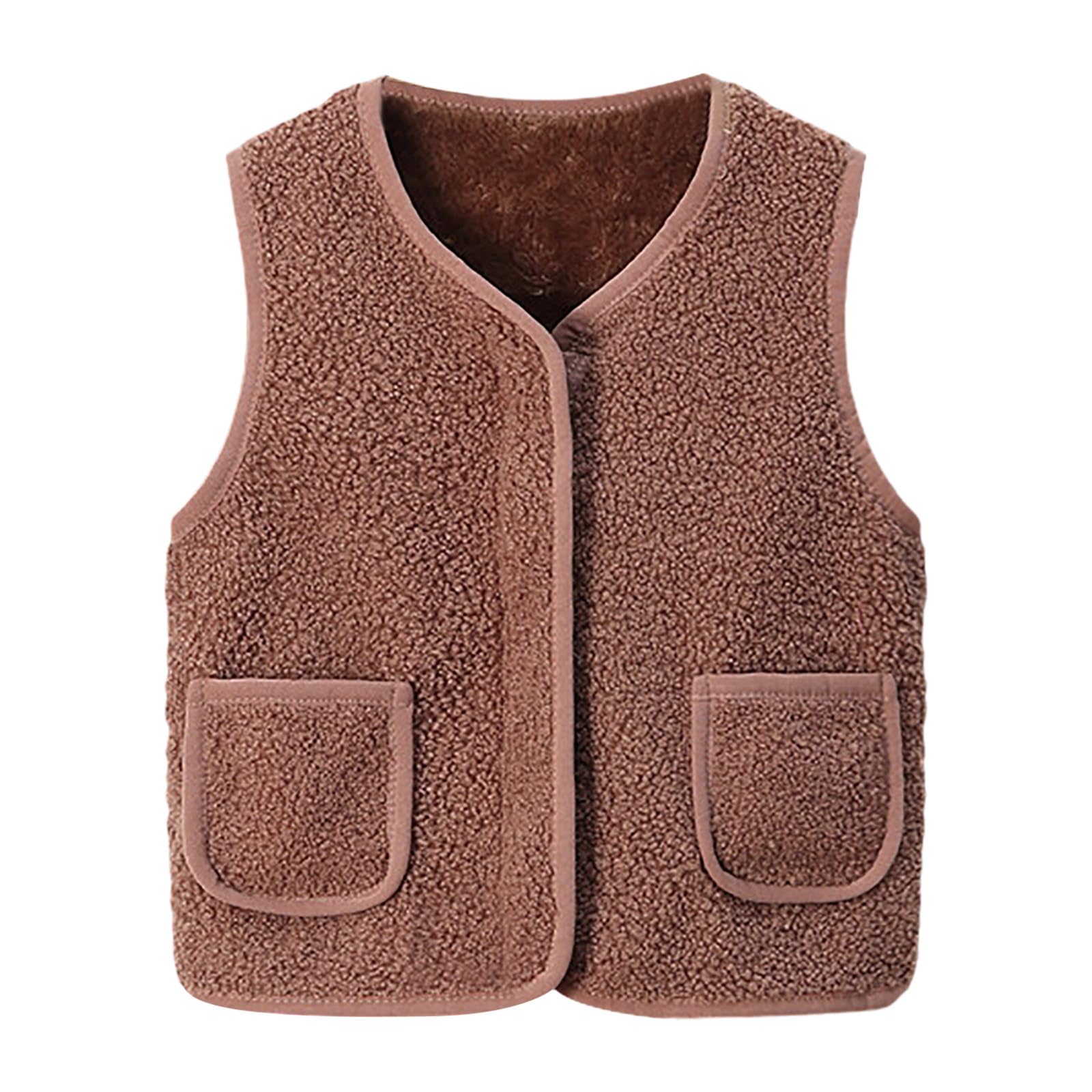 Baby Teddy Weste Ärmellose Übergangsjacke Fleece Frühlingsjacke Kinder Warmen Teddyweste Jungen Mädchen Weiche Kinderweste Leichte Gilet Kleinkind Fleecejacke Babys Vest mit Taschen