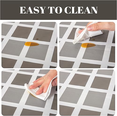 Miniatura 4 de FIFTY FEET Mantel cuadrado de 54 x 54 pulgadas, mantel de vinilo con reverso de franela para mesas cuadradas impermeable, cubierta de plástico para