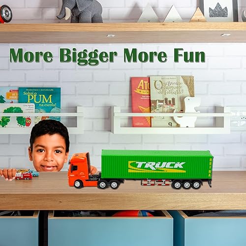 Miniatura 7 de Gemini&Genius Juguete de vehículo de transporte, camión de transporte de aleación resistente, vehículo realista, remolque fundido a presión a escala