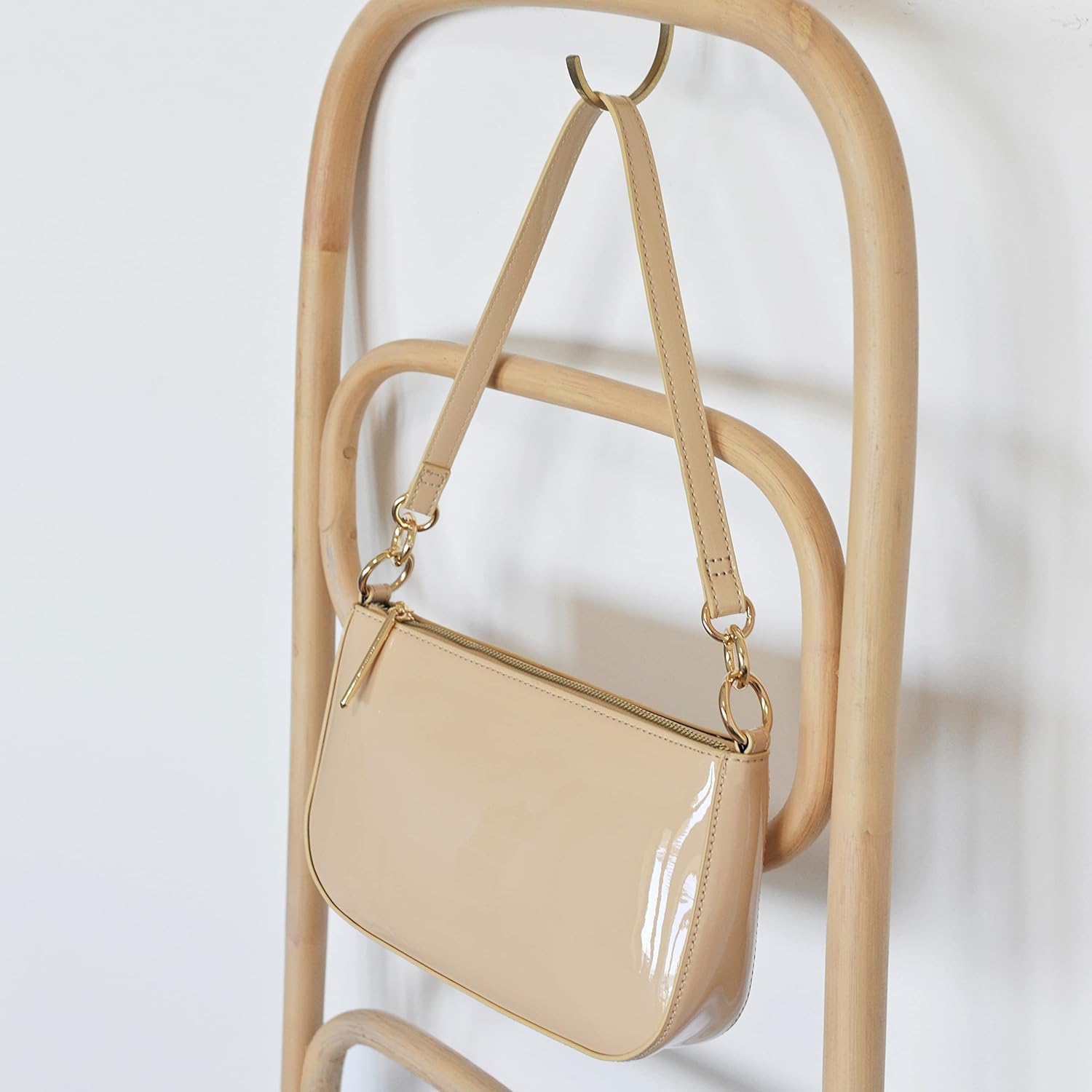 HOXIS Glossy Faux Patent Leather Women Shoulder Bag Shiny Clutch Crossbody Bag 90s Purse - Image 3