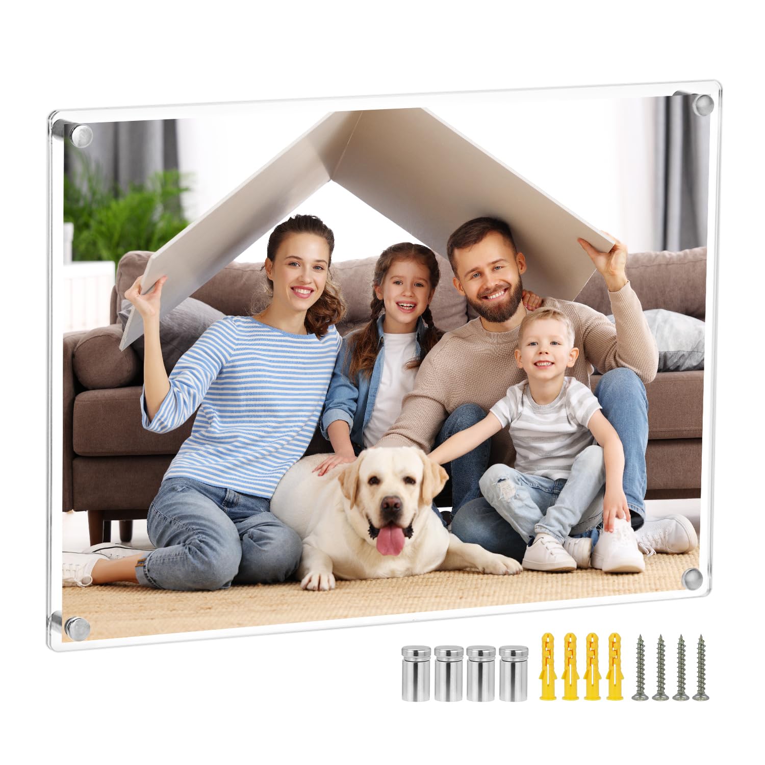 Cadre photo flottant acrylique QWORK anti-jaunissement pour affiches