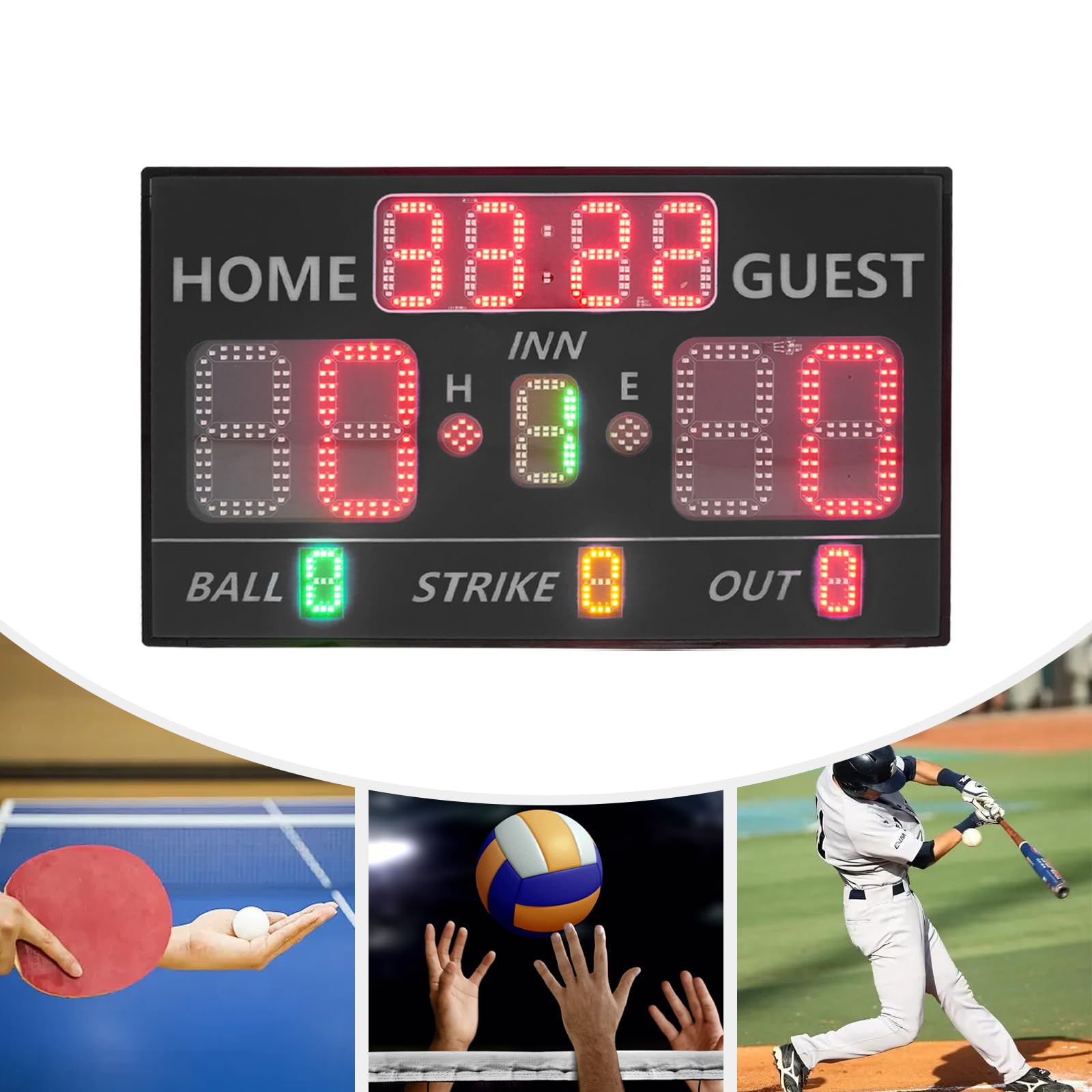 Tabella segnapunti a 12 cifre, a LED, con telecomando, per giochi di baseball, per famiglie, bambini, adulti, amici e altri per baseball e altre competizioni