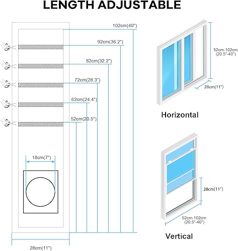 Miniatura 7 de Kit de ventilación de ventana de aire acondicionado portátil, kit universal de sellado de ventana deslizante para aire acondicionado y secadora