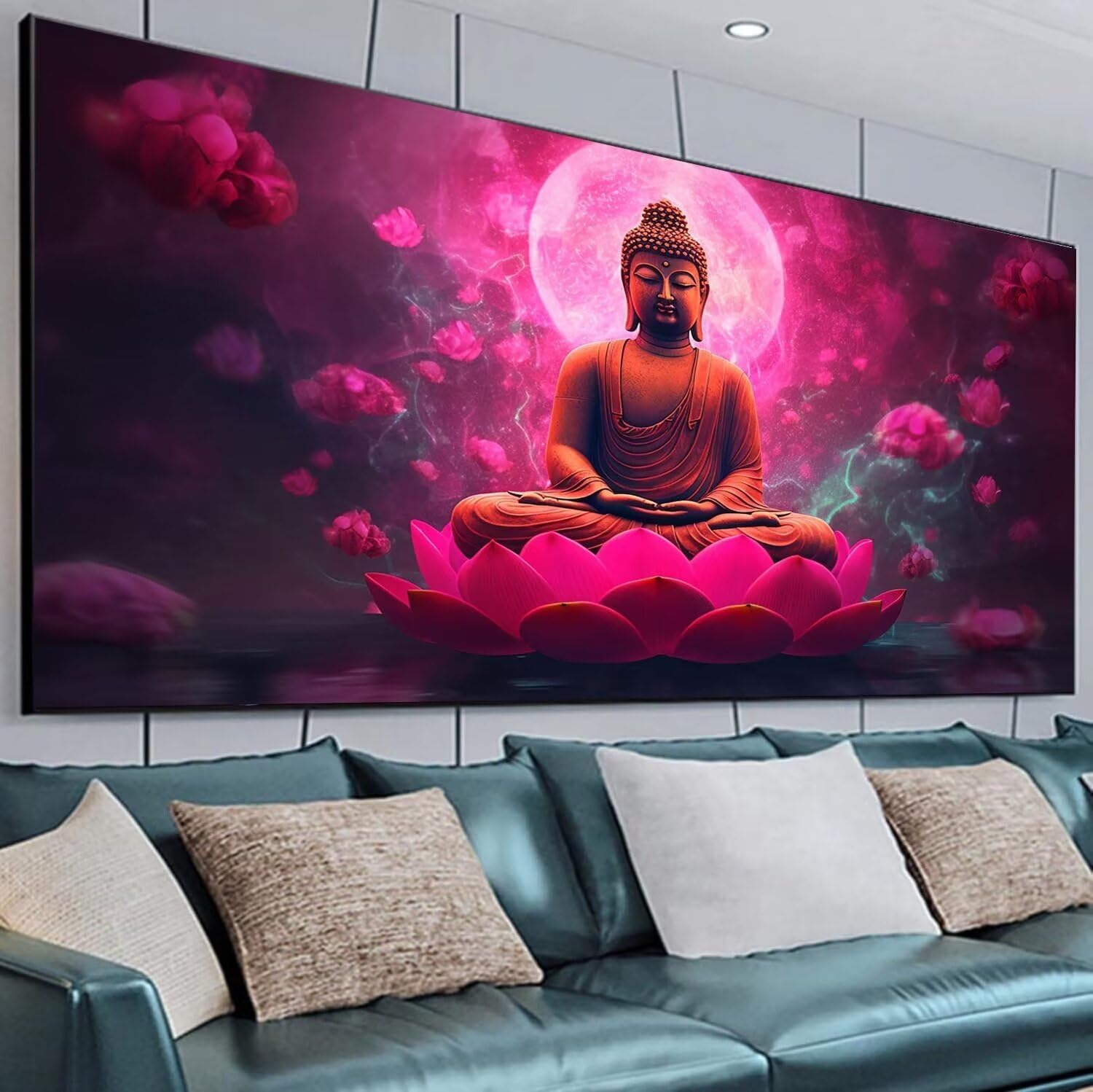 Buddha-Figur Diamond Painting, 5D DIY Diamond Painting set Blumen Diamond Painting Kinder, Daiments Painting Erwachsene Stickerei Kreuzstich, Aesthetic Room Deko Schlafzimmer Geschenk 125x70cm O-0