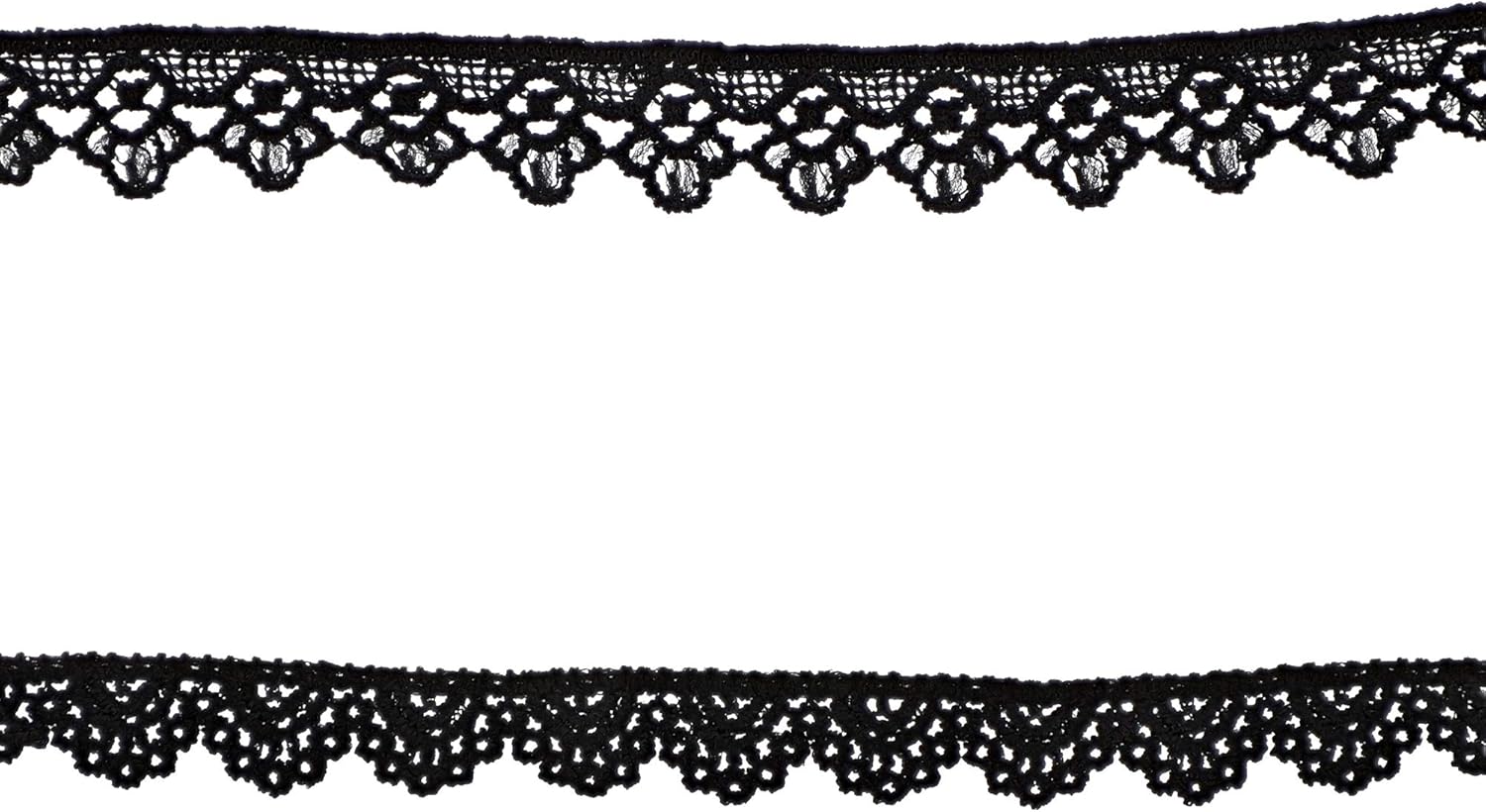Crochet Lace Ribbons, 15-Yard Rolls (Black, 0.5 and 0.7 in Wide, 2-Pack)