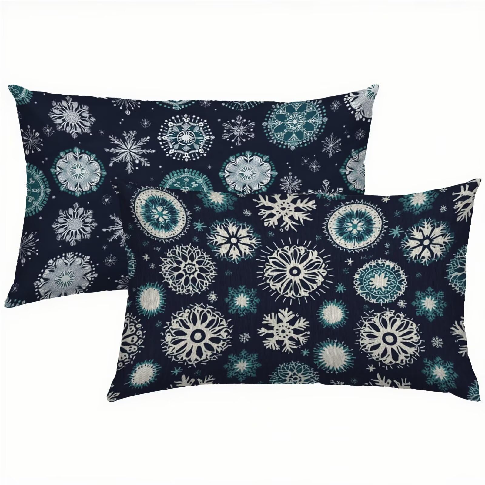 Housse de coussin extérieur imperméable velours bleu marine 50x80 pour jardin et salon