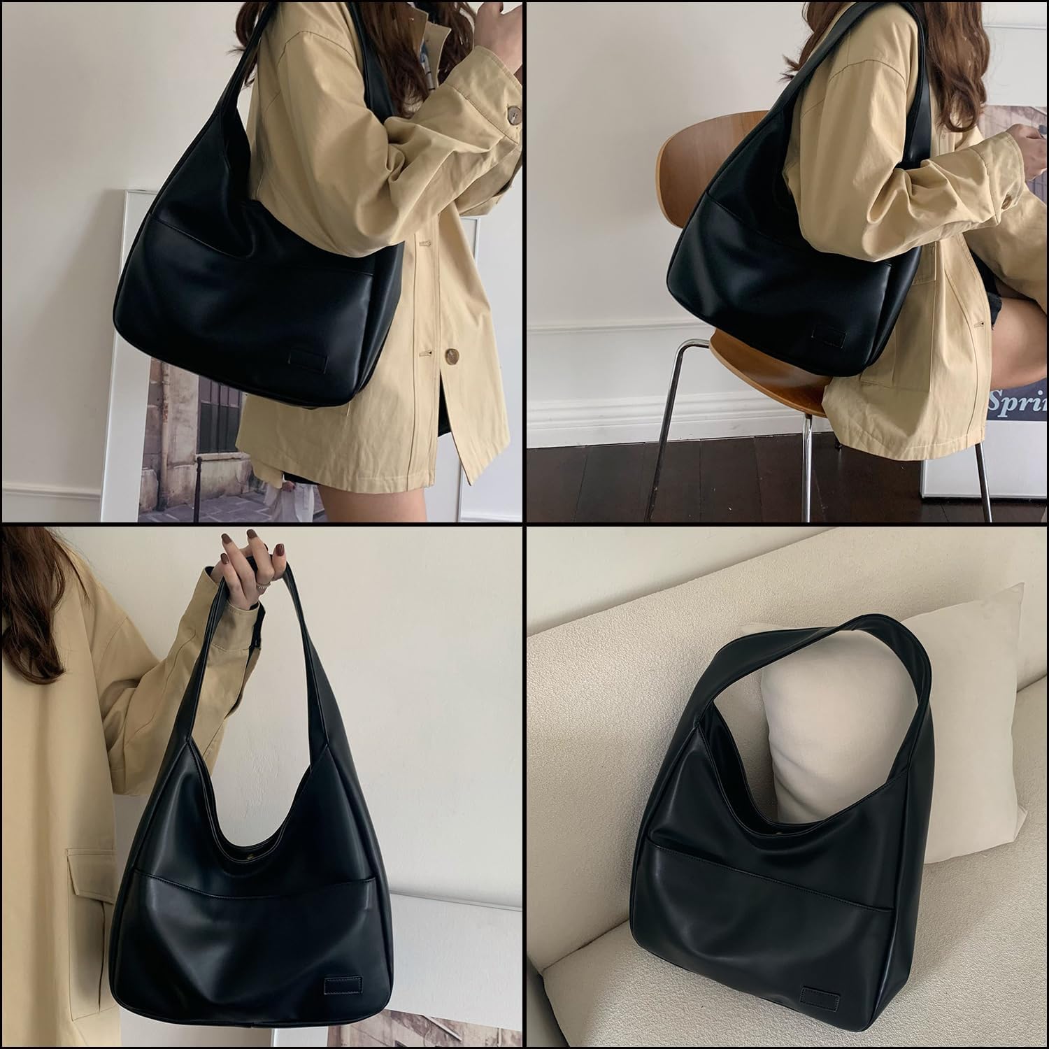 Tote Bags for Women Large Vegan Faux Leather Hobo Purse Soft Casual Retro Shoulder Handbag Bag For Everyday Use - Image 2