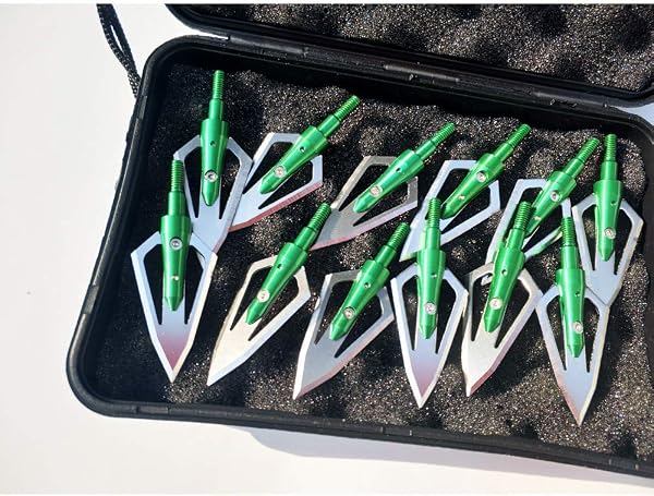 SHARROW 12pcs Pointe de Flèche 2 Lames 100Grains Têtes de Flèche à Lame avec Broadheads Box pour Flèches d'arbalète et de Carbone - 2
