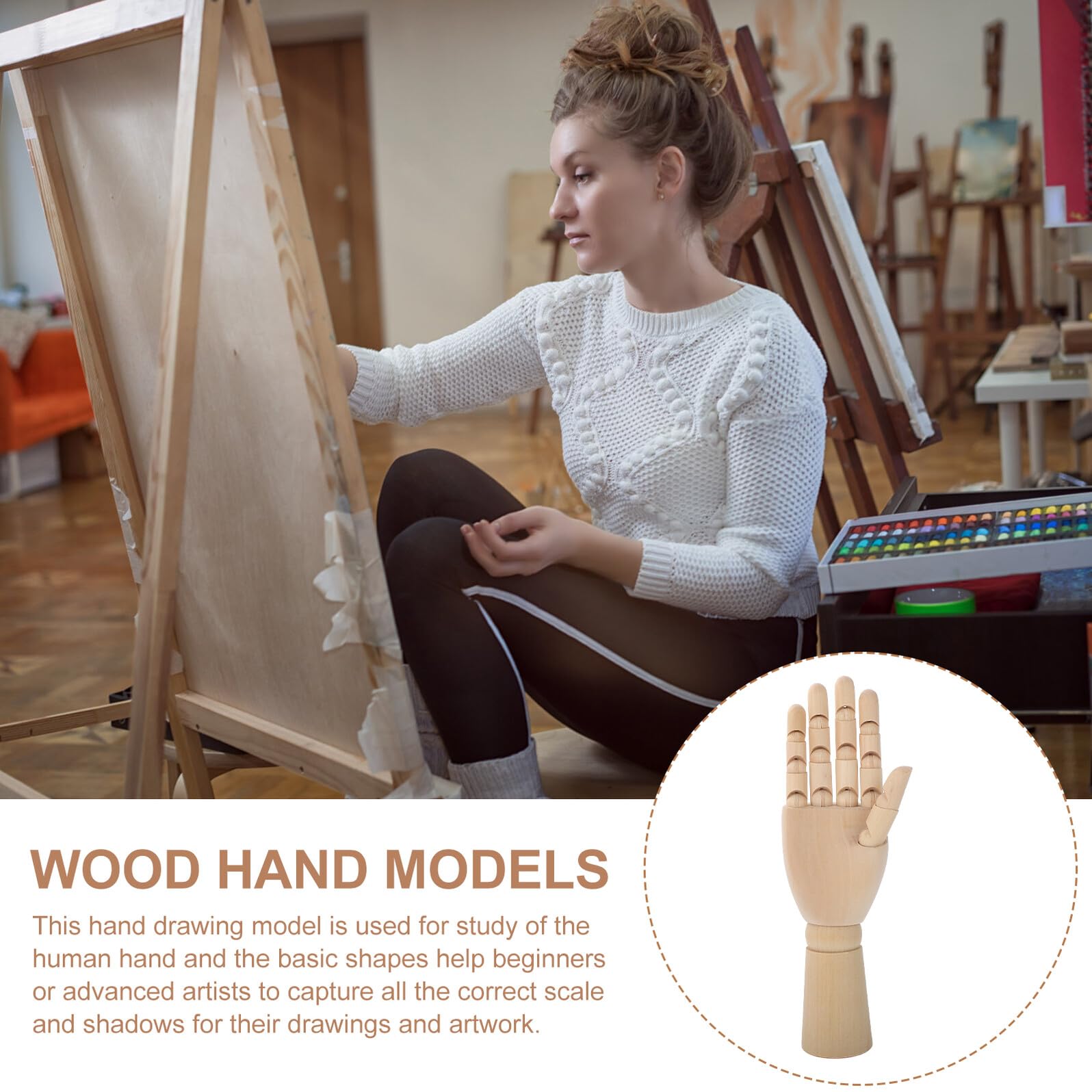 Holz handmodell Gelenkig Beweglich Künstler Zeichenpuppe Skizzieren Übungshand Nageldesign Dekoration Schreibtisch Ornament Geschenk für Künstler