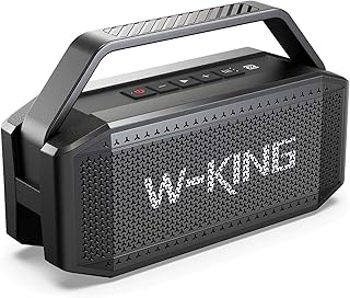 Bluetooth Speaker, W-KING 60W Super Punchy Bass, Crisp Loud, IPX6 Waterproof, Bluetooth 5.0, 40H Playtime, Portable, 12000mAh Battery Power Bank, TWS, NFC, Mic, Outdoor, Party, Camping