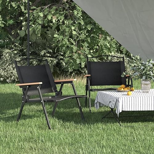 Sillas de camping, 2 piezas, color negro, 21.3 x 16.9 x 23.2 pulgadas, tela Oxford, silla de patio al aire libre, sillas de césped para comedor,