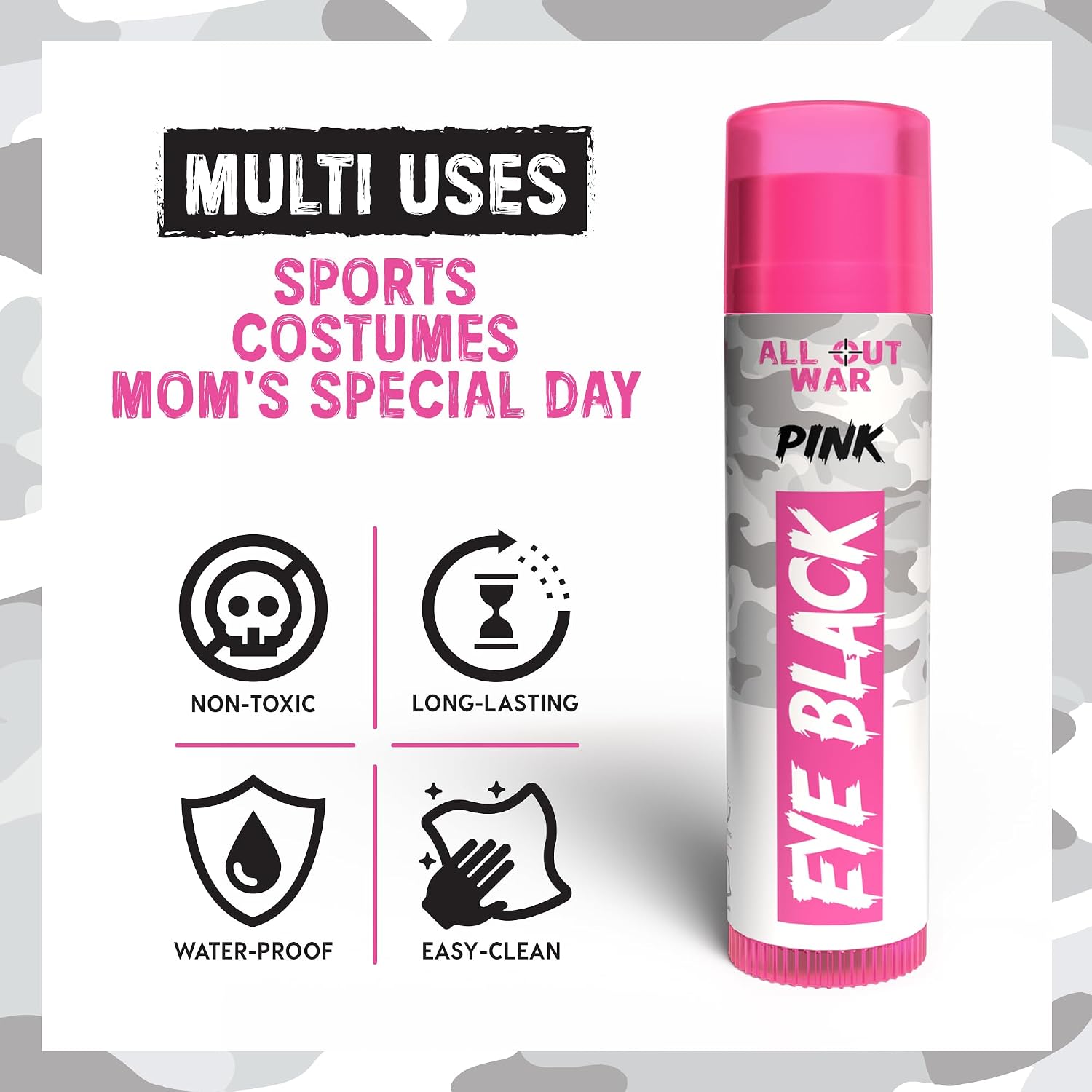 Pink Eye Black Sports Face Paint Sticks, 3-Pack, Worn by the Pros, Repels Sweat, Anti-Glare Eye Black Baseball, Football Accessories, Softball Gear, Lacrosse, Perfect Easter Basket Stuffers