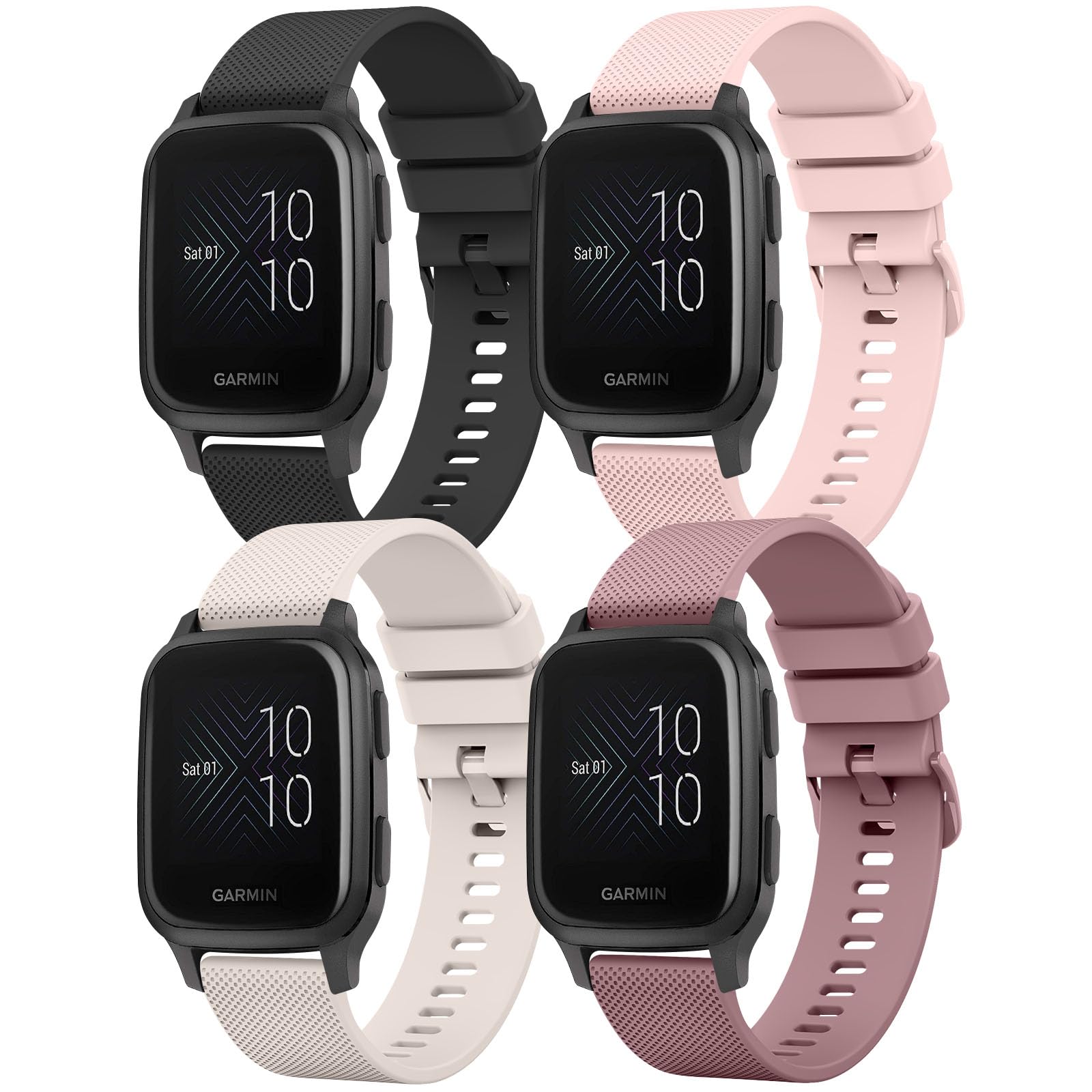 4 Pack Bands for Garmin Venu Sq Watch Band Quick Release 20mm Soft Silicone Compatible with Garmin Venu