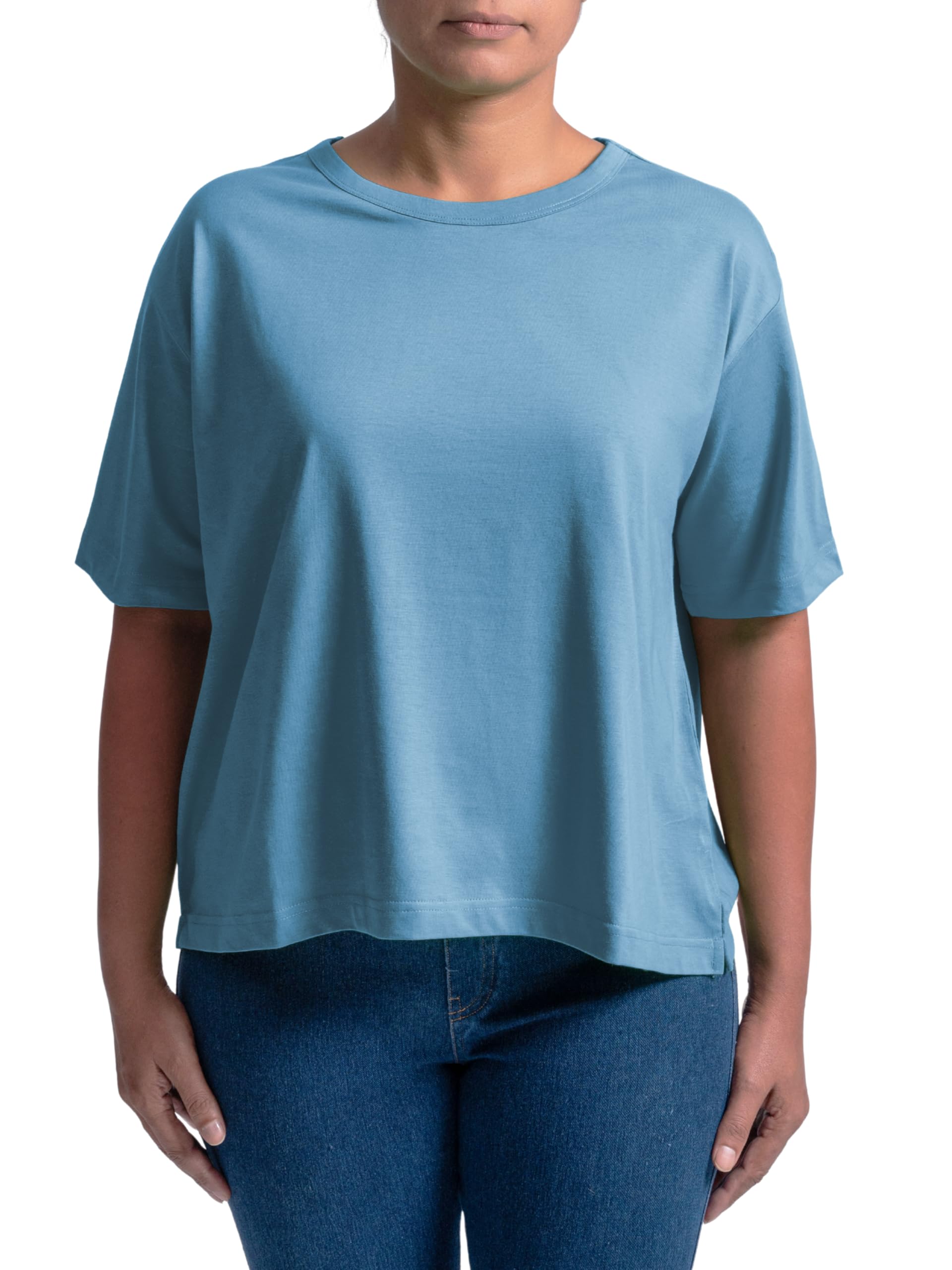 inparallel eco Women's Boxy Drop Fit Casual Solid Plain T-Shirt, 180 GSM Premium Cotton, Blank, Oversized Crop Style-picture-10