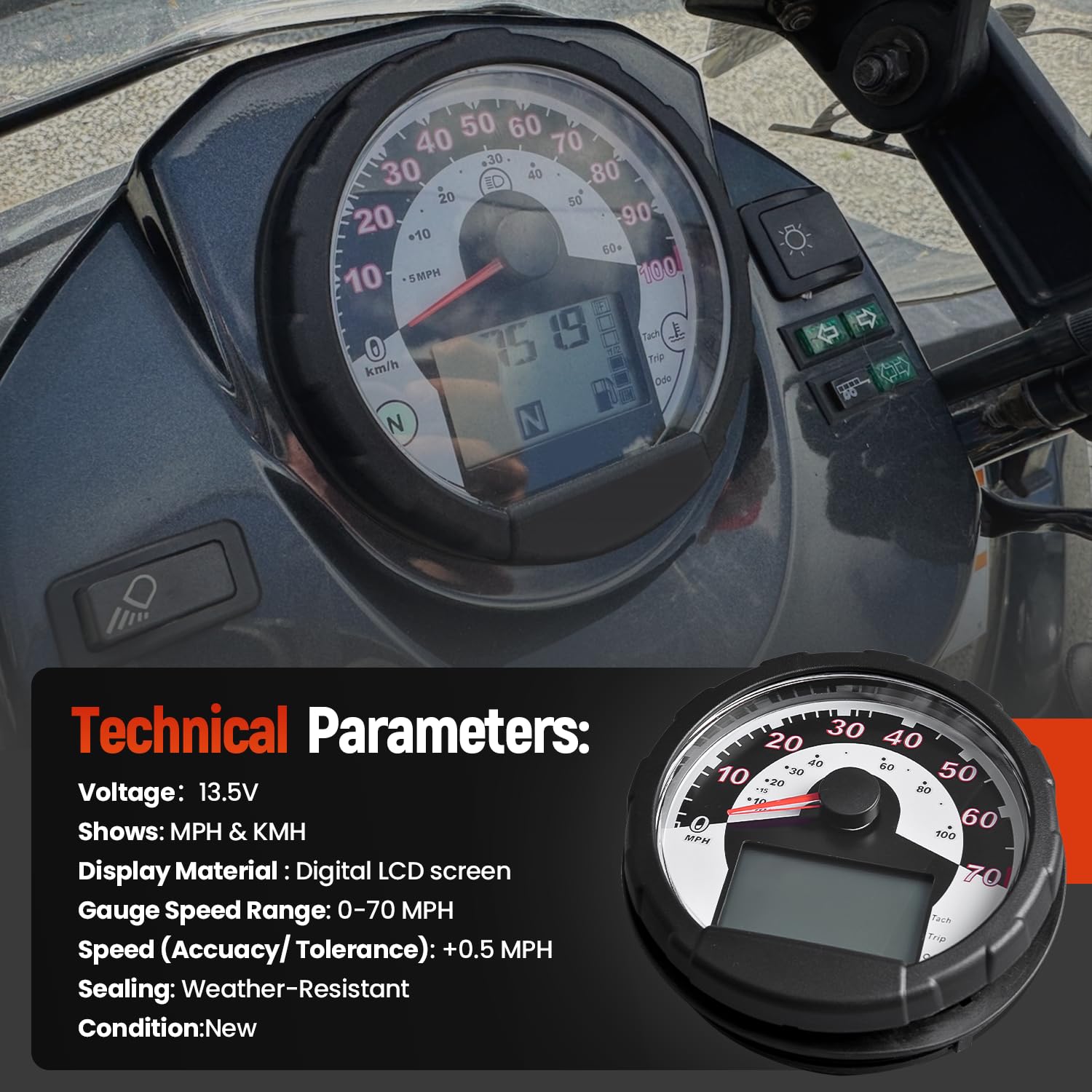 3280589 Speedometer Gauge Assembly Compatible with Hawkeye 400 Sportsman 400 2013-2014; Sportsman 500 2013; Sportsman 800 2013-2016 Previous Part Number: 3280559