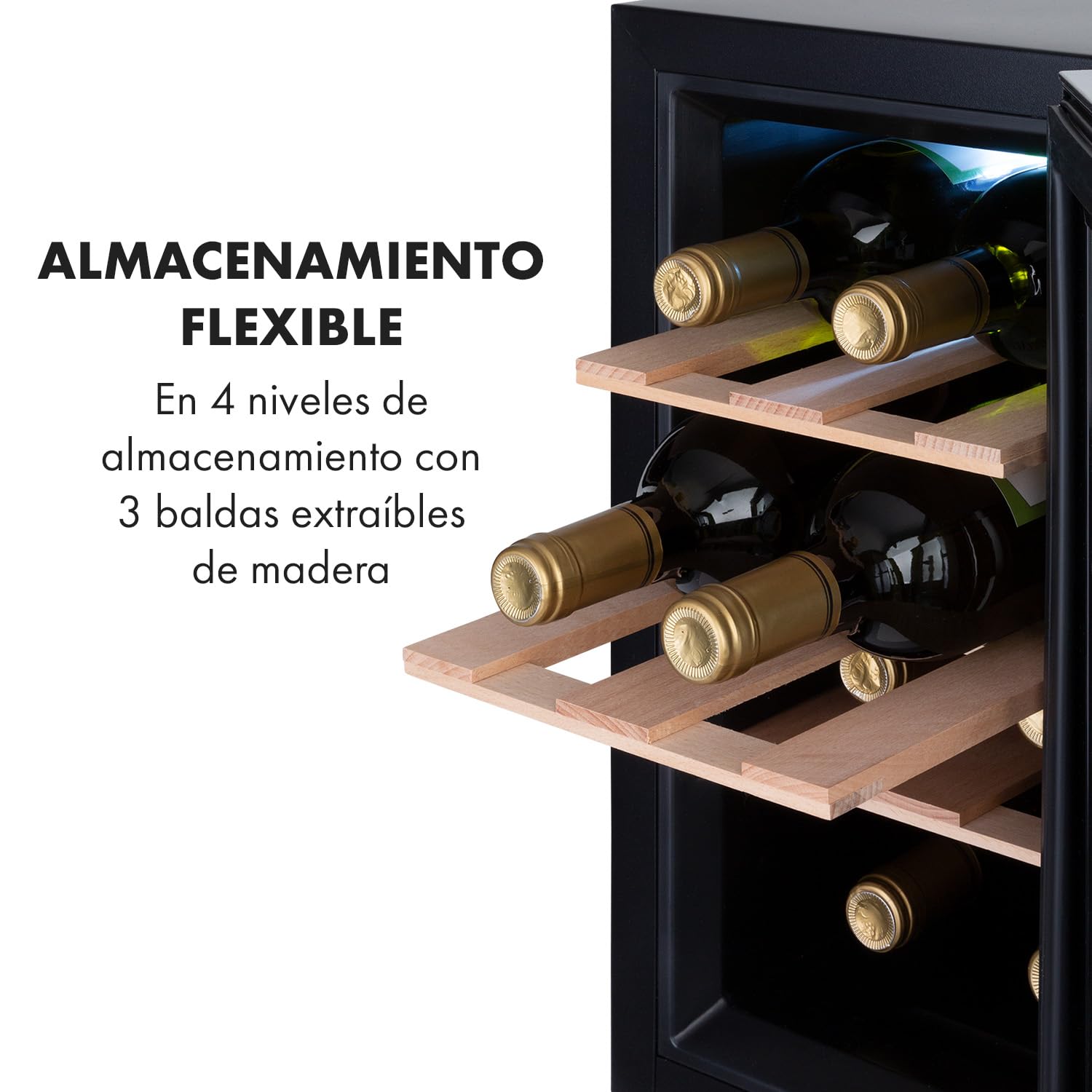 KLARSTEIN Vinoteca 6 Botellas, Nevera Vinos de Una Zona, Nevera Expositora Vino y Cerveza, Vinoteca Pequeña Interior y Exterior con Puerta de Cristal, Nevera Vino Protección UV, Panel Táctil, 4-22°C