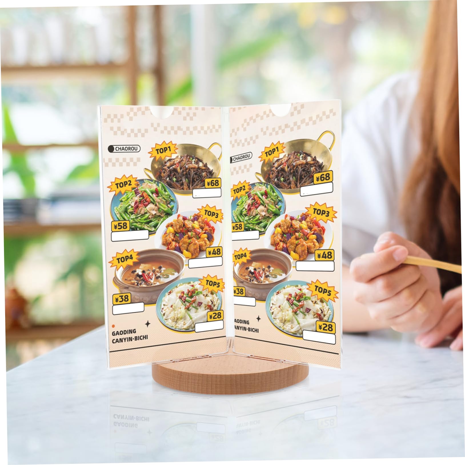 HAPINARY Sturdy Rotating Acrylic Menu Display Stand 6-sided Desk Sign Holder for Restaurant