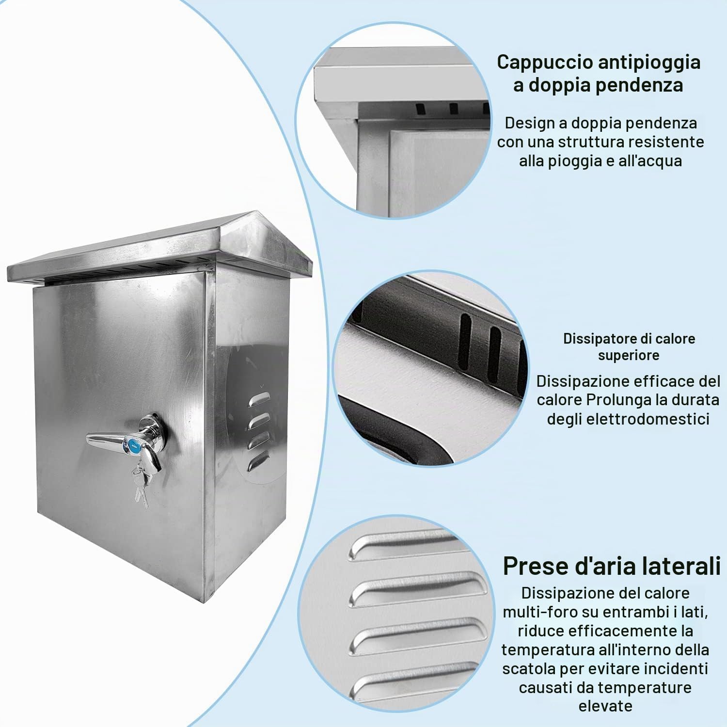 SQLJYU Armadio in acciaio inox, Sportello Quadro Elettrico Esterno Interno, Scatola Elettrica da Parete, Cassetta Contatore Gas, Scatola Stagna Elettrica, Cassetta Elettrica da Muro