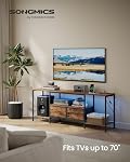 SONGMICS BELLAH Collection - TV Stand avec des sorties de puissance et des lumières, Console multimédia de Entertainment Center pour les téléviseurs jusqu'à 178 cm, Salon, Étagères, Tiroirs, Industriel, Rustique Brown ULGS420K101
