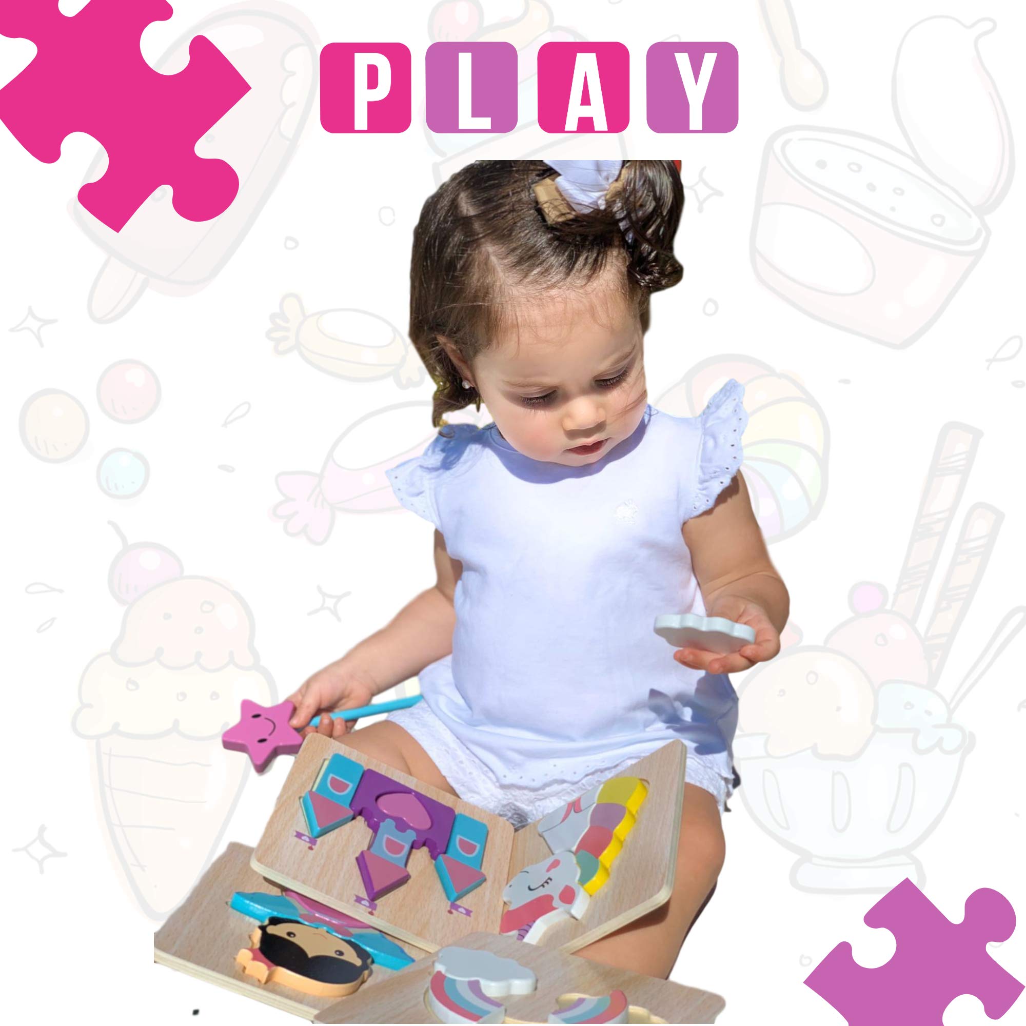 Princess Jigsaw Puzzle and Wand Set - Storage Bag Included - Rainbow, Unicorn and Castle Set - Puzzle for Toddlers 1-3 - Image 5