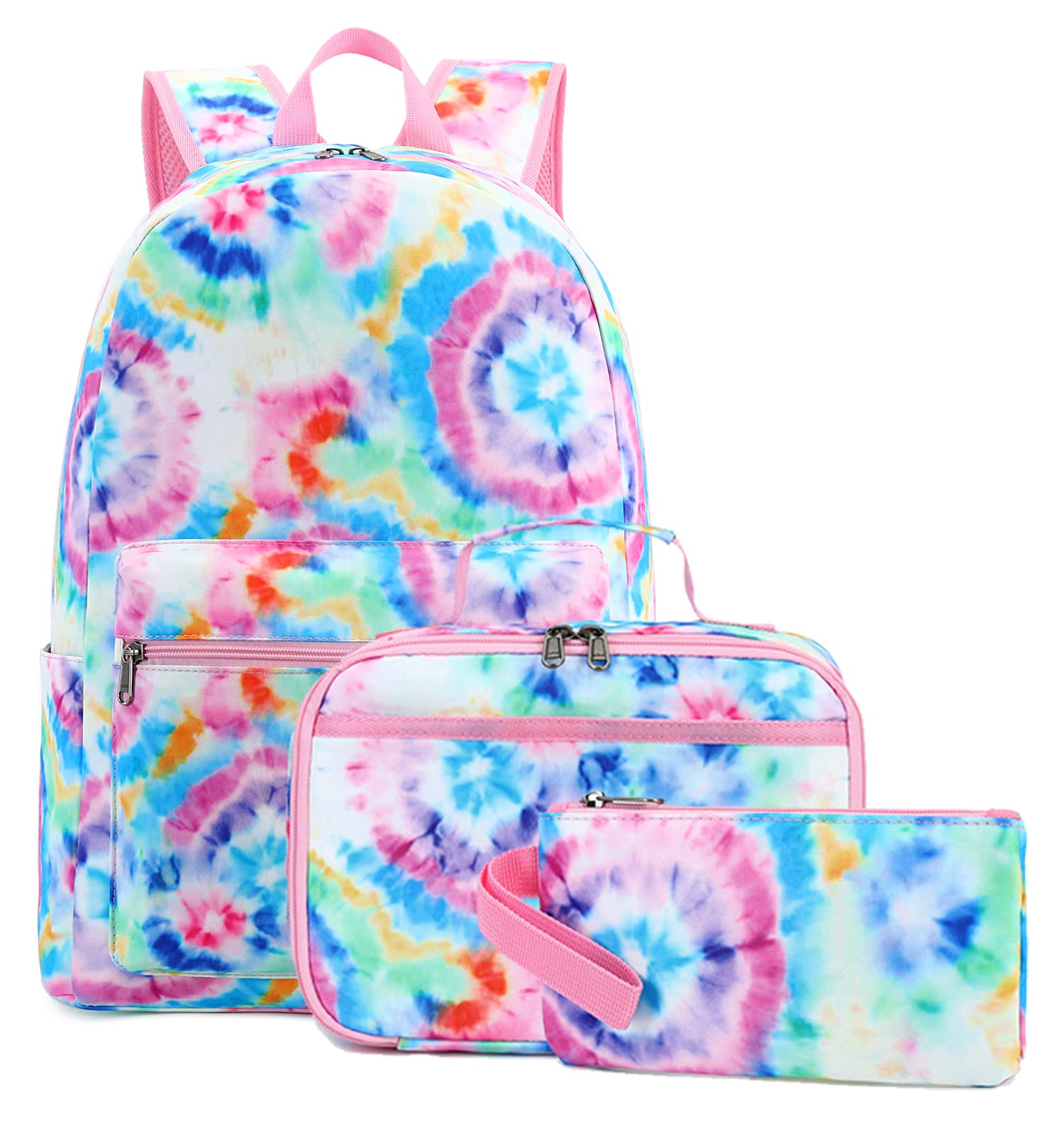 BluboonSchool Backpack for Girls Teens Bookbag Set Laptop Backpack Lunch Box with Pencil Bag, Spiral Blue