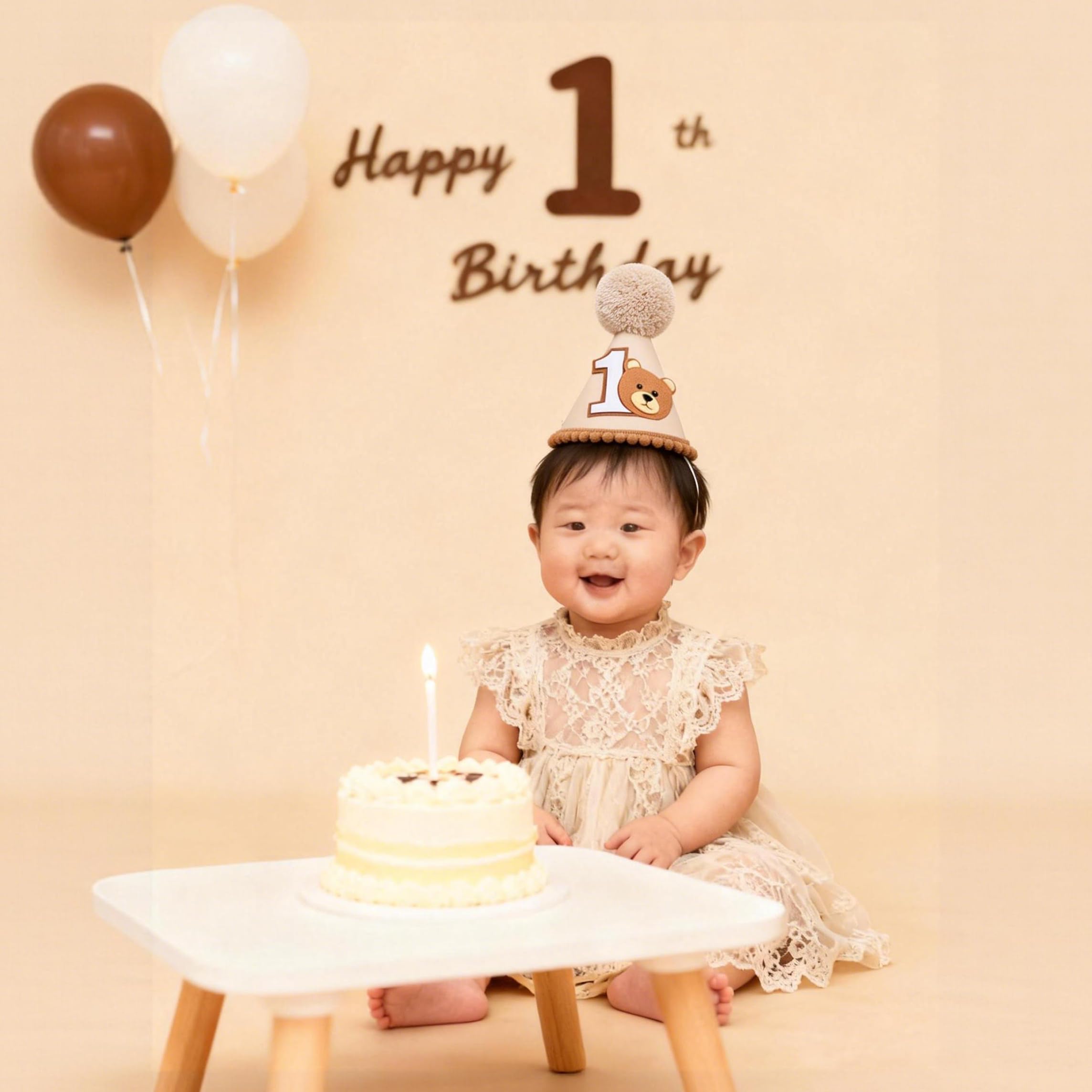 View 1 of WNPCCNP Teddy Bear 1st Birthday Hat