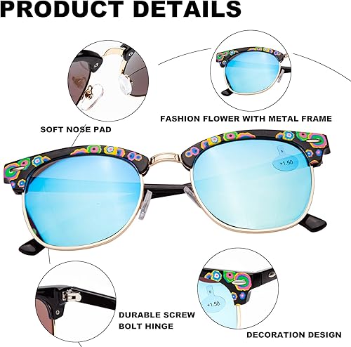 Miniatura 5 de Amorays Lentes de sol bifocales de lectura para mujeres y hombres, lentes clásicos para lector de sol, lentes transparentes con protección UV para