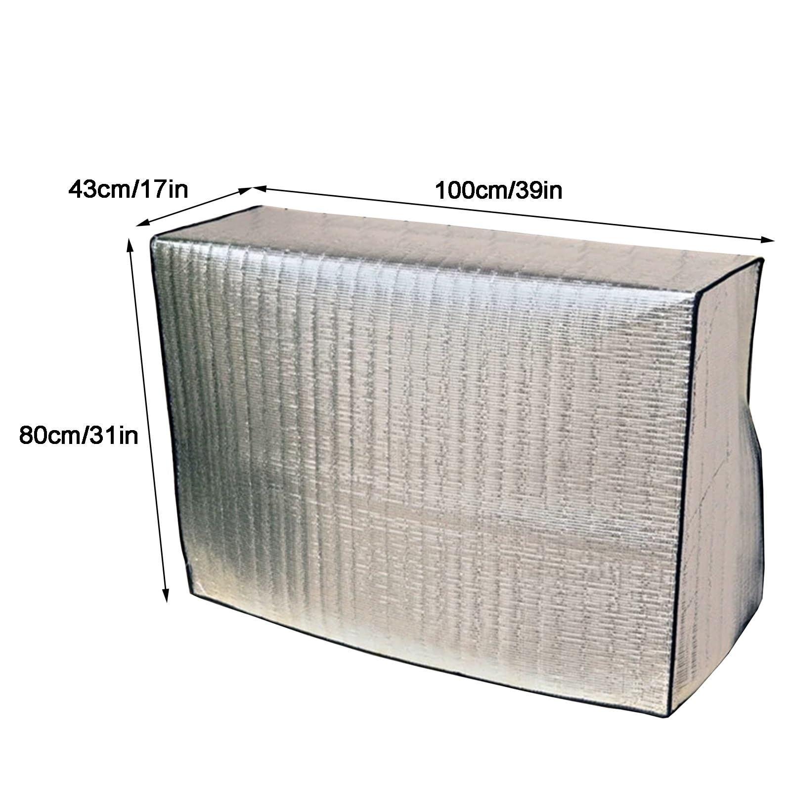 Copri Condizionatore, Copri Motore Condizionatore Esterno con Pellicola in Alluminio, Copri Condizionatori da Esterno Completamente Sigillata con Elastico Antivento(100x80x43cm/39x31x17in)