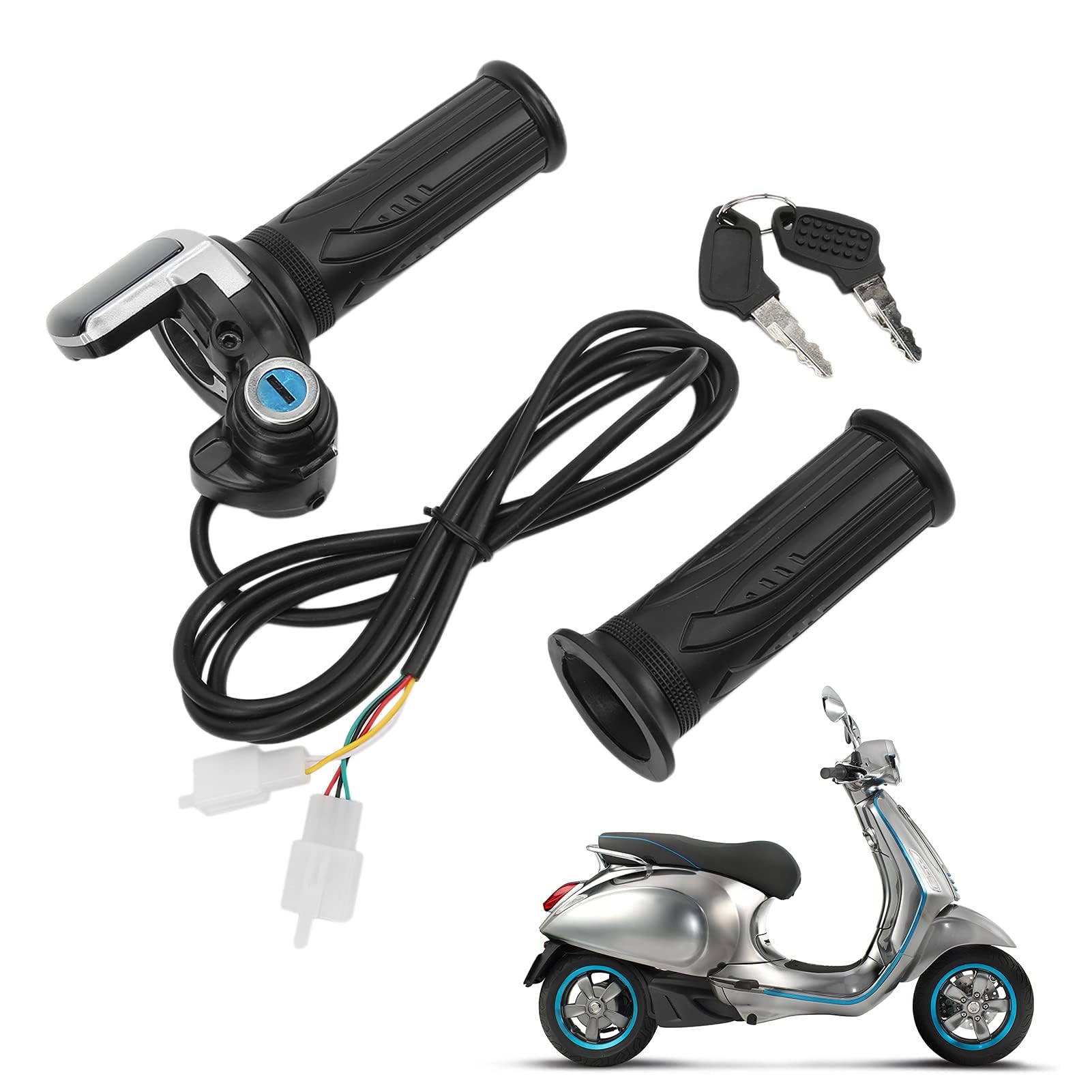 Uchwyty Uchwytu Przepustnicy, Rower Elektryczny Twist Uchwyt Przepustnicy Zestaw Kluczyków Wskaźnik LED do Skutera Motocyklowego 48V