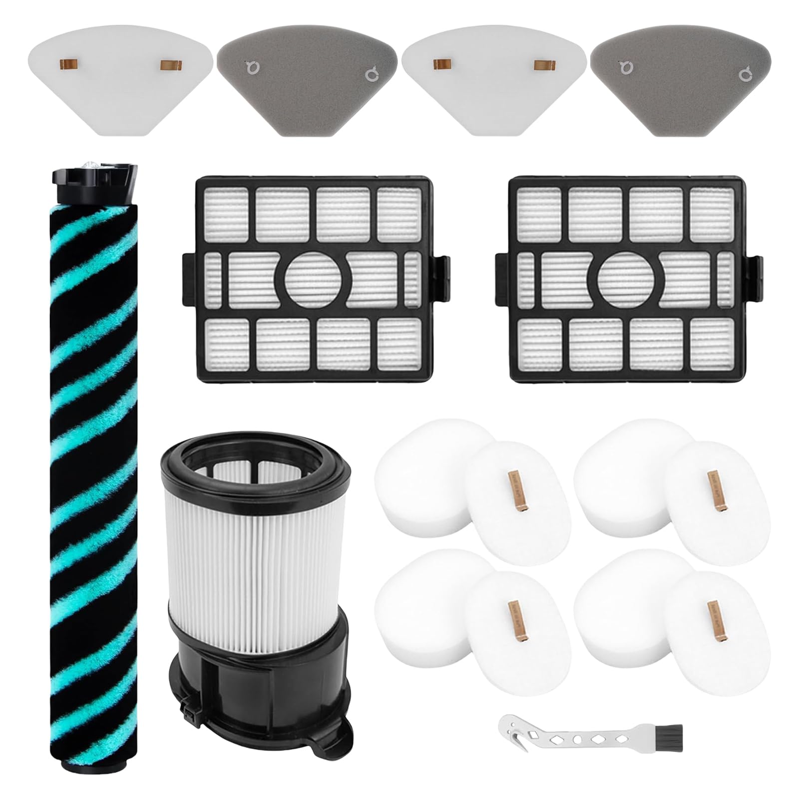 Roller Brush Filter Accessories Kit for Shark IP3251UKT IP3251UK IP3251 PowerDetect DuoClean Detect Anti-Hair Wrap Plus Cordless Vacuum Cleaner Replacement Parts (12 Pack)