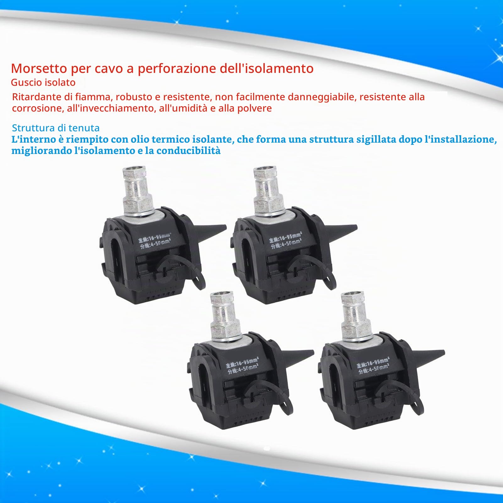Fockety Connettore Perforante Isolante, 5 Pezzi Morsetto Perforante Isolante 1KV Sdoppiatore Cavo Ad Alta Bassa Tensione Senza Peeling con Guscio Isolato Non Richiede Peeling per (JJC-3)
