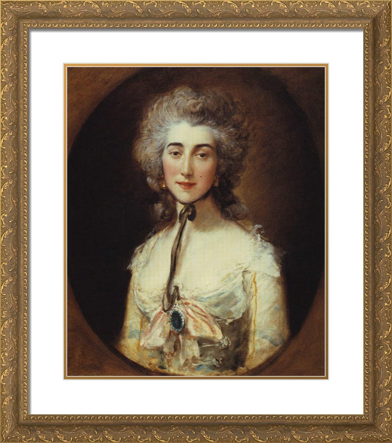 ArtDirect Gainsborough, Thomas 20x22 Gold Ornate Framed Art Print with Double Matting Titled: Portrait of Grace Dalrymple Elliott