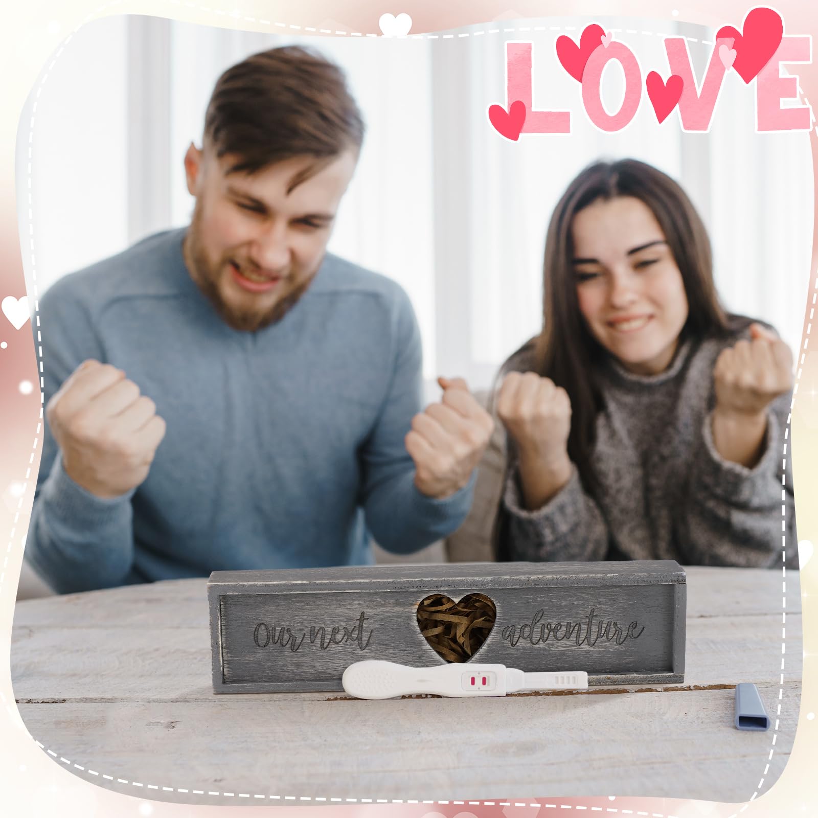 Barydat Caja de recuerdo de prueba de embarazo, caja sorpresa de madera para anunciar el embarazo, caja de madera para revelar el bebé, regalos de Año Nuevo para marido, abuelos, papá, tía y tío