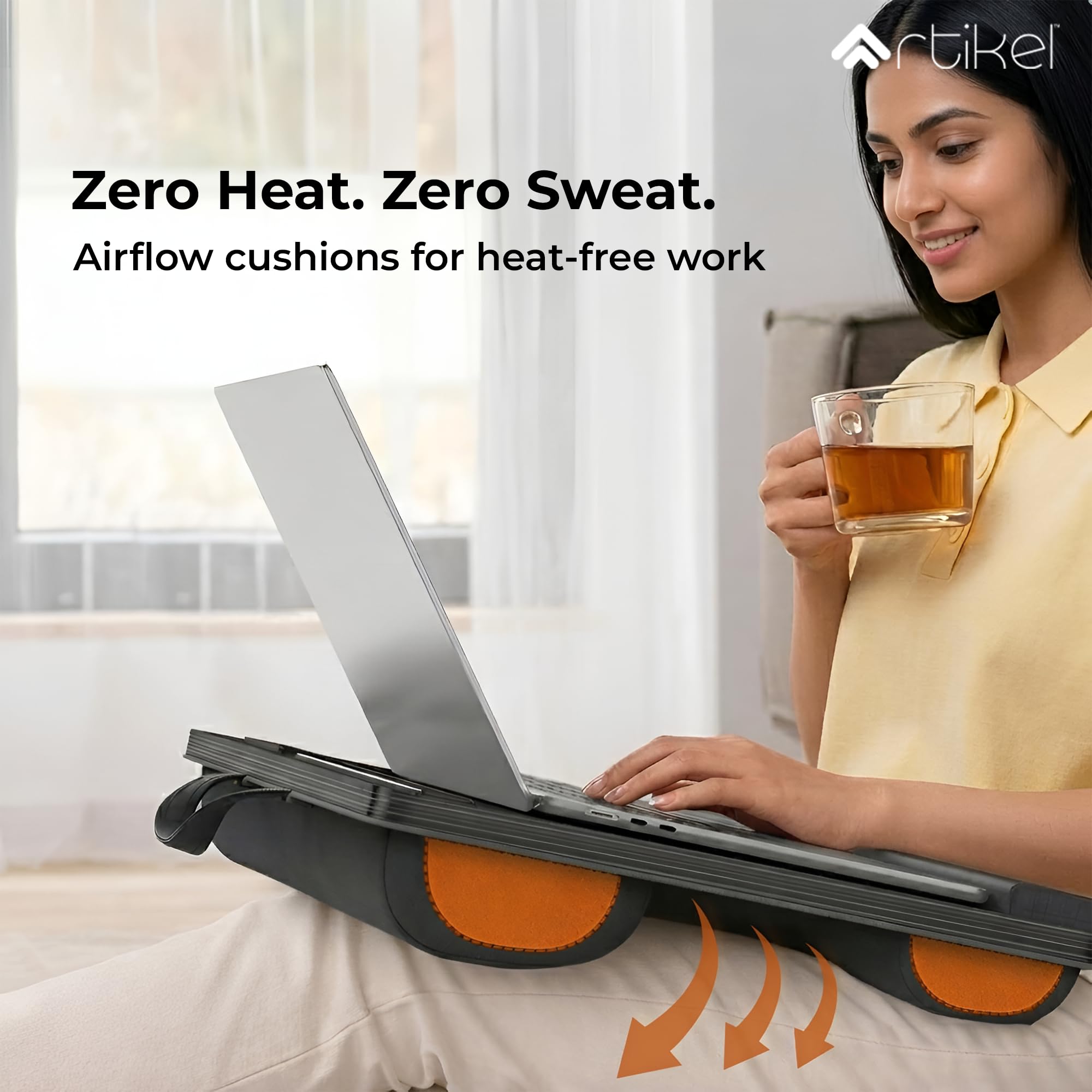 Artikel Lap Desk Pillow for Laptop - Fits Up to 17" Laptop Portable Bed Desk Tray Built-in Mouse pad& Wrist Support-Wooden Lapdesk for Work from Home & Study with Cushion (Black) 3