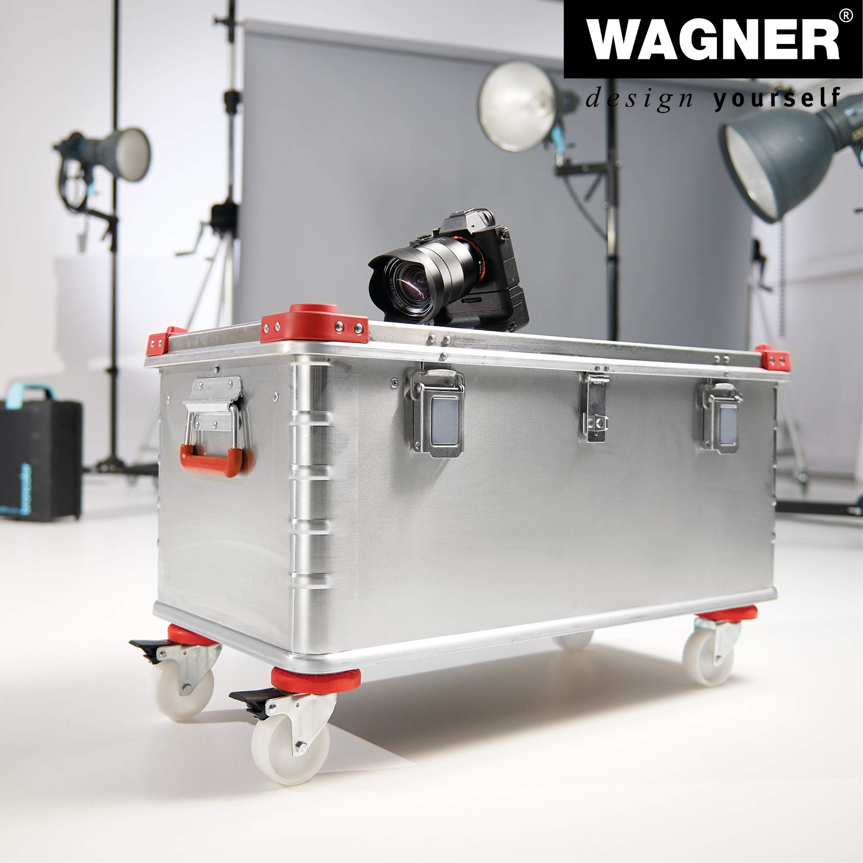 WAGNER design yourself Carrello da trasporto MM 1365, 71x31cm, ideale per trasporto de contenuto sensibile, portata 200 kg, antiscivolo, adatto alle pareti e mobili, 2 freni, Marrone/Rosso, 20136501