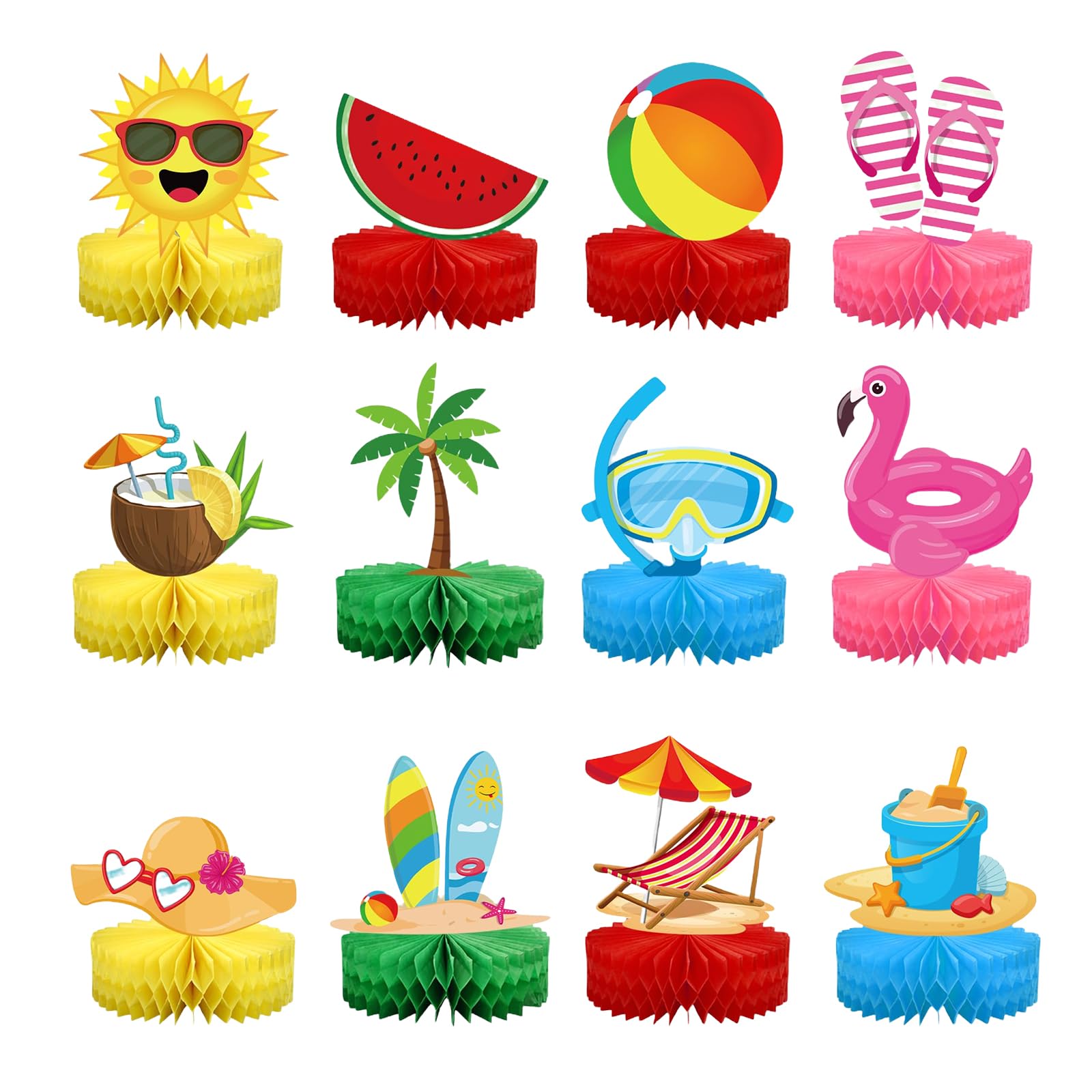 Kotkiddy 12 Pezzi Decorazione per Tavolo a Nido d'Ape Estiva Spiaggia Piscina Festa Hawaiana Compleanno