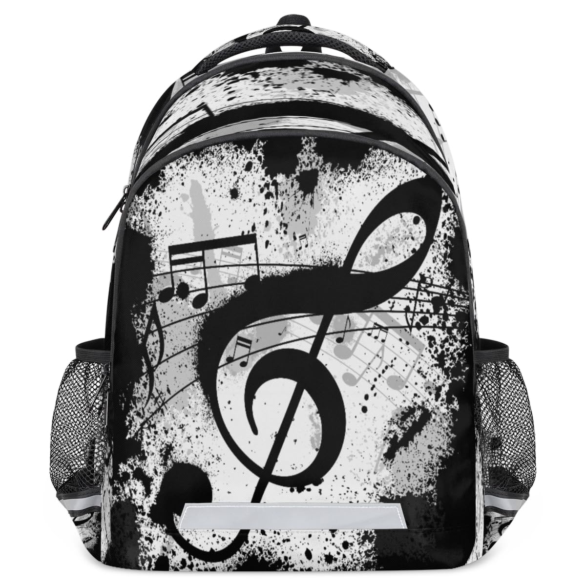 TropicalLife Noten-Rucksack für Kinder, Mädchen, Jungen, Herren, Damen, Schwarz, Musiknoten, Multifunktions-Rucksack, Schule, Büchertasche, 20 l, Laptop-Tasche, Reisen, lässiger Tagesrucksack, farbig,