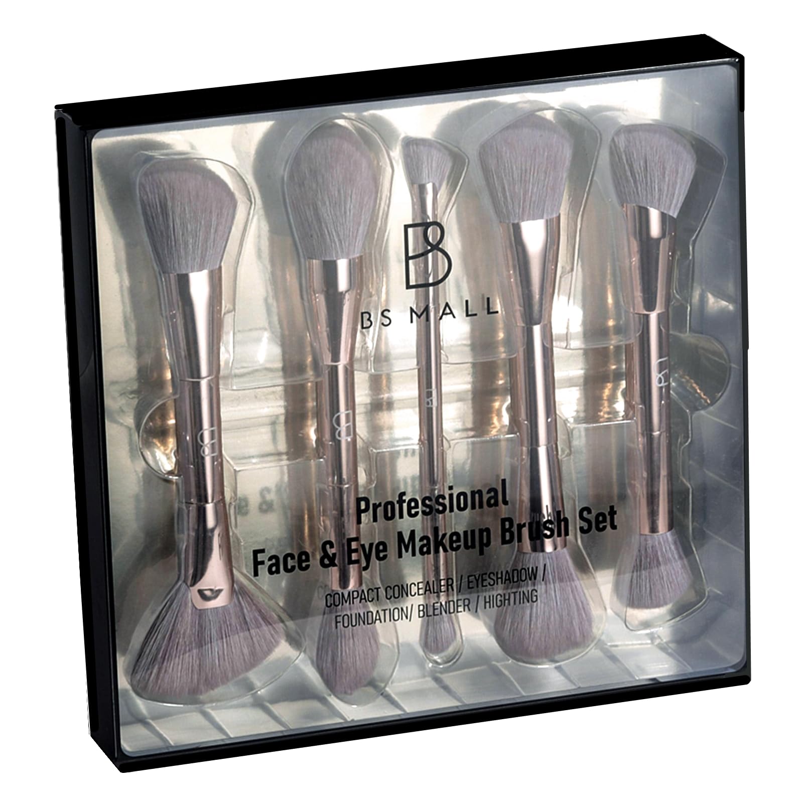 BS-MALL Travel Makeup Brushes Dual Head for Eyeshadow Concealer Highligting Blender Brushes Goldern Professional Set