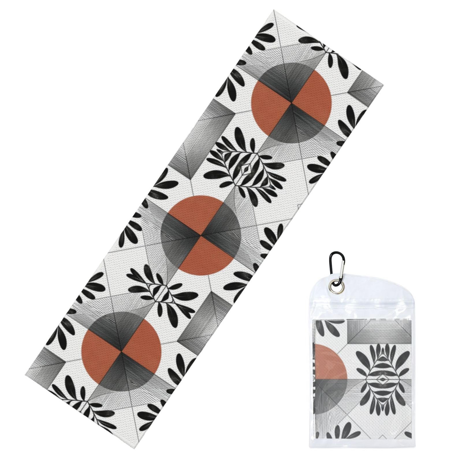 DUYIOKH Modern Leaf & Line Tile Print Cooling Towel, Portable Towel for Gym Workout Golf Beach World Cup Sports Hot Weather