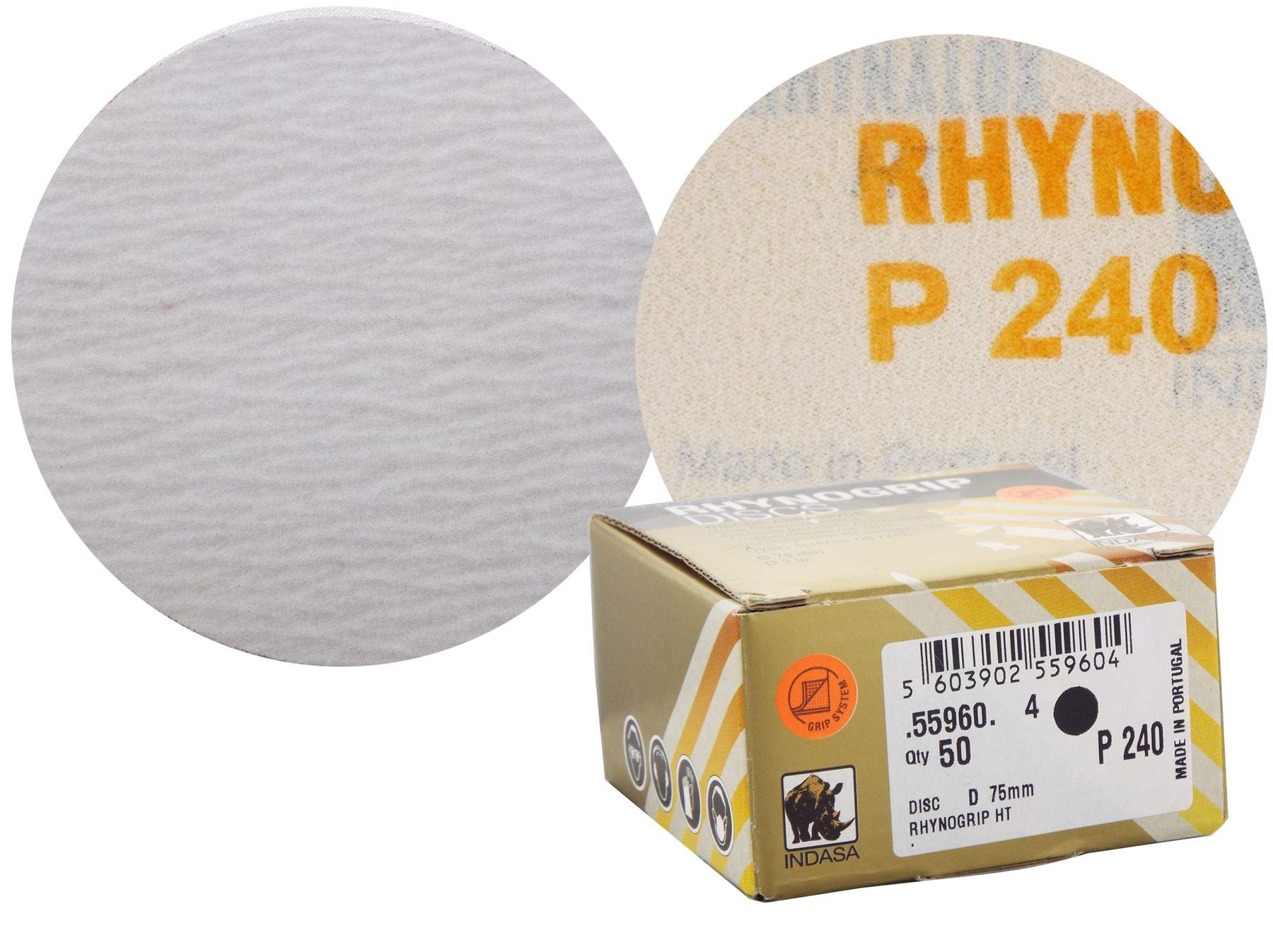 Indasa Rhynogrip Ht Line 75Mm 3" Sanding Discs P240 Box Of 50 Grip System 3872109327435