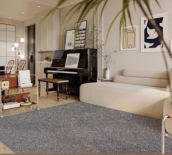 Japanese Style Sisal Rectangular Rug Flooring Mat Sisal Hand Woven Rug Floor Protector Mat Anti-Slip Jute Carpet Bedroom/Living Room Rug Mat with Anti-Slip Black Gray Stripe 30 X 40CM